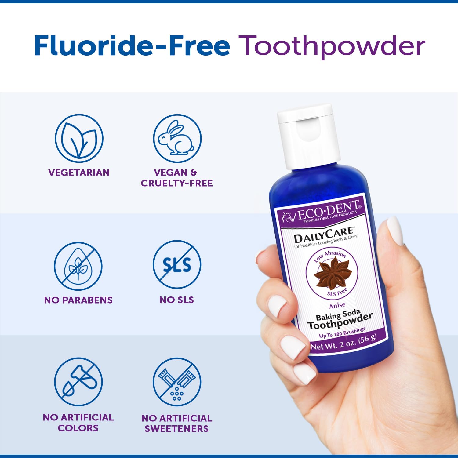 Foto 7 pulgar | Polvo De Dientes Eco-dent Dailycare Con Bicarbonato De Sodio Y Anís  60 Ml - Venta Internacional.