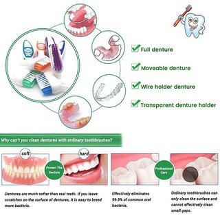 Foto 4 | Cepillo De Dientes Para Dentaduras Postizas Huoguo Mango De Fácil Agarre Doble Cara - Venta Internacional.