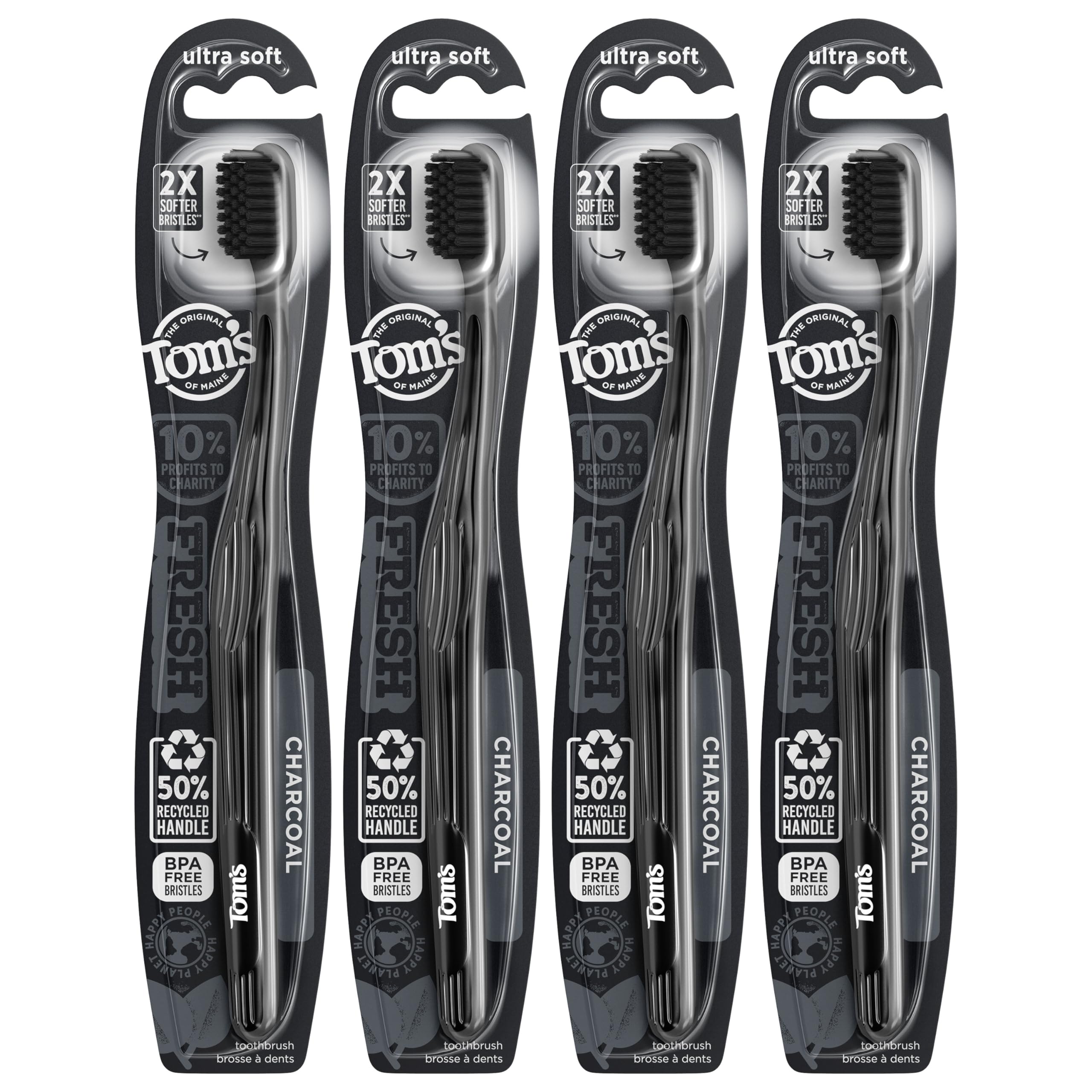 Cepillo De Dientes Tom's Of Maine Gentle Charcoal Soft  Paquete De 4 - Venta Internacional.