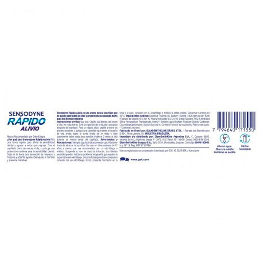 Foto 3 pulgar | Pasta Dental Sensodyne Rápido Alivio 100 g