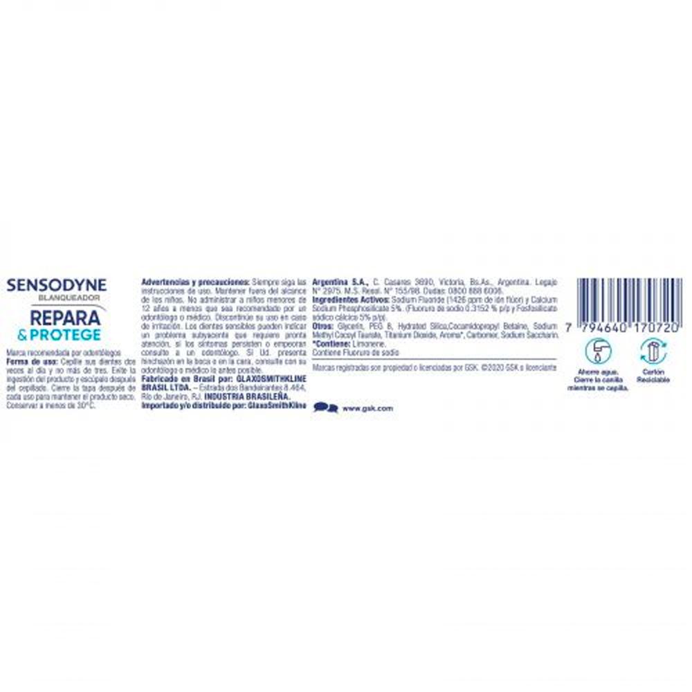 Foto 4 pulgar | Pasta Dental Sensodyne Blanqueador Repara y Protege 100 g