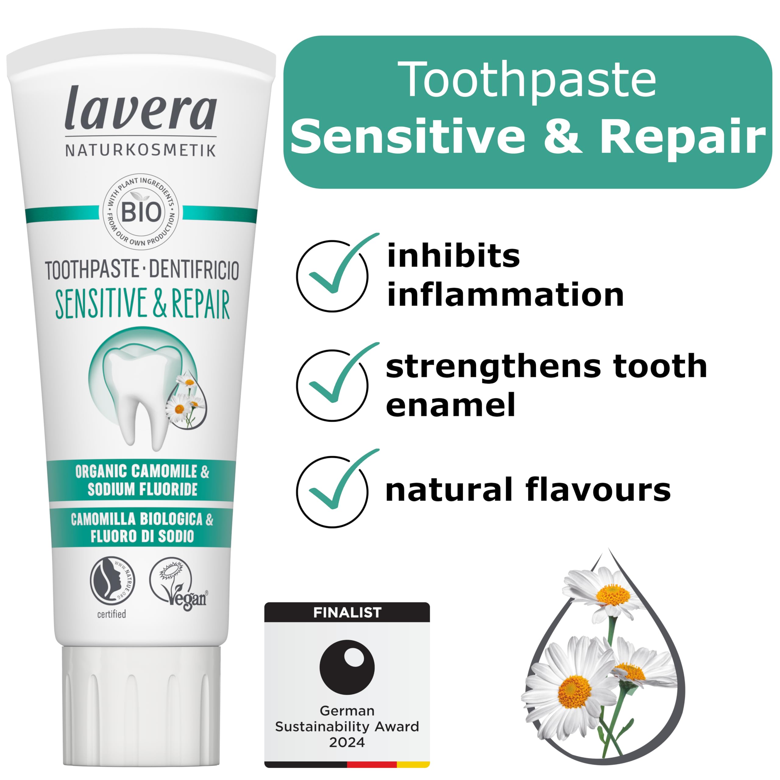 Foto 3 pulgar | Pasta De Dientes Lavera Organic Sensitive & Repair Con Flúor 75 Ml - Venta Internacional.