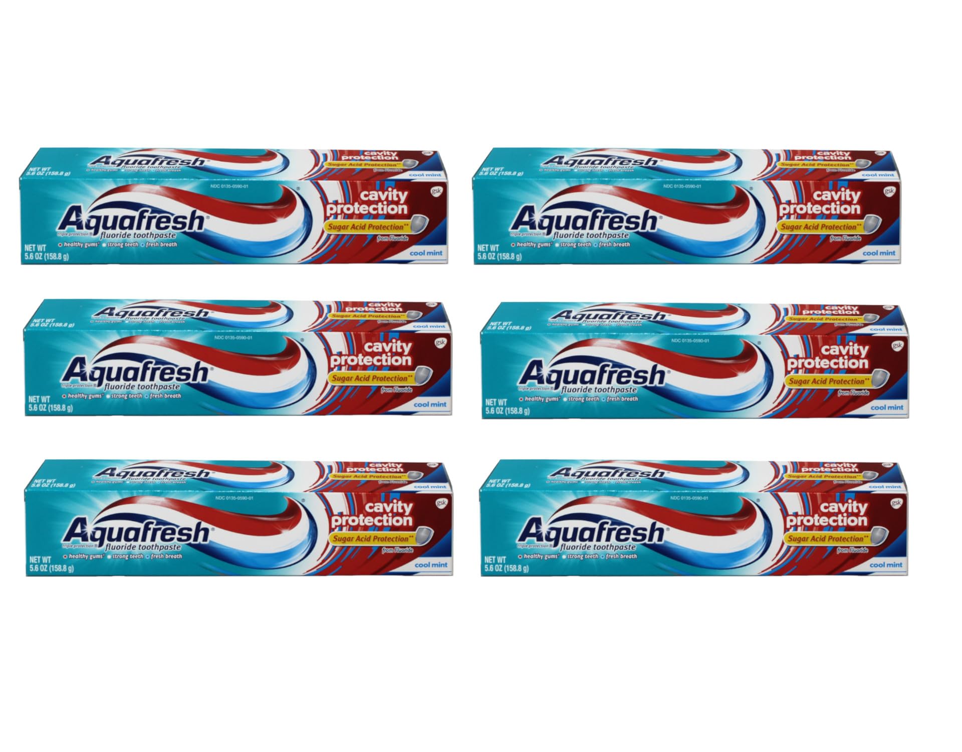 Foto 2 pulgar | Pasta De Dientes Aquafresh Cavity Protection Cool Mint 165 Ml X6 - Venta Internacional.