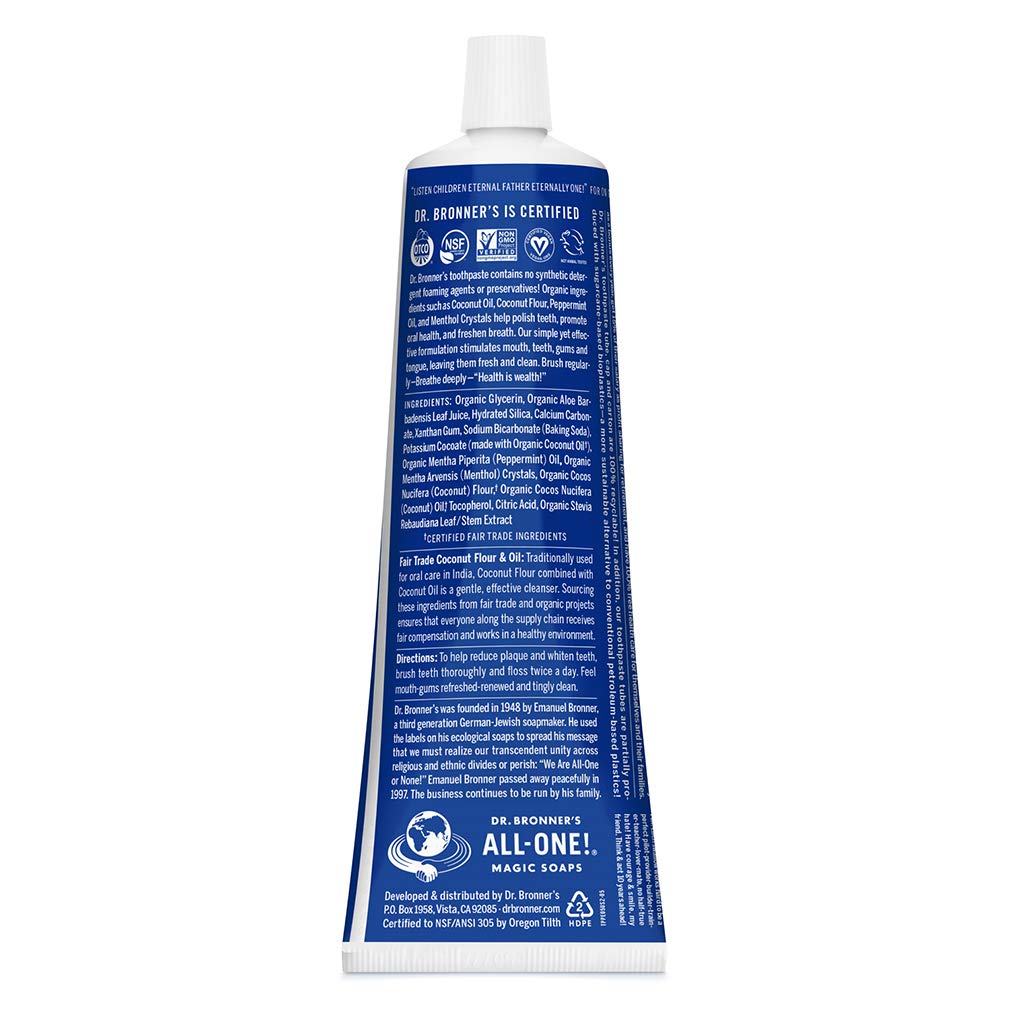 Foto 3 pulgar | Pasta De Dientes Dr. Bronner's All-one Peppermint 150 Ml, Paquete De 3 - Venta Internacional.