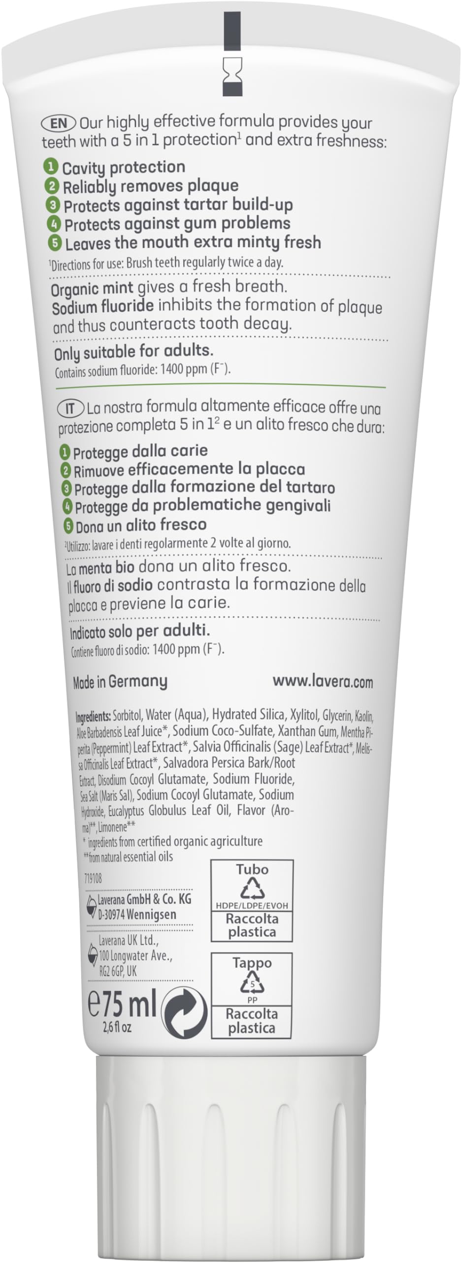 Foto 5 pulgar | Pasta De Dientes Lavera Organic Menta Y Flúor 75ml Complete Care - Venta Internacional.