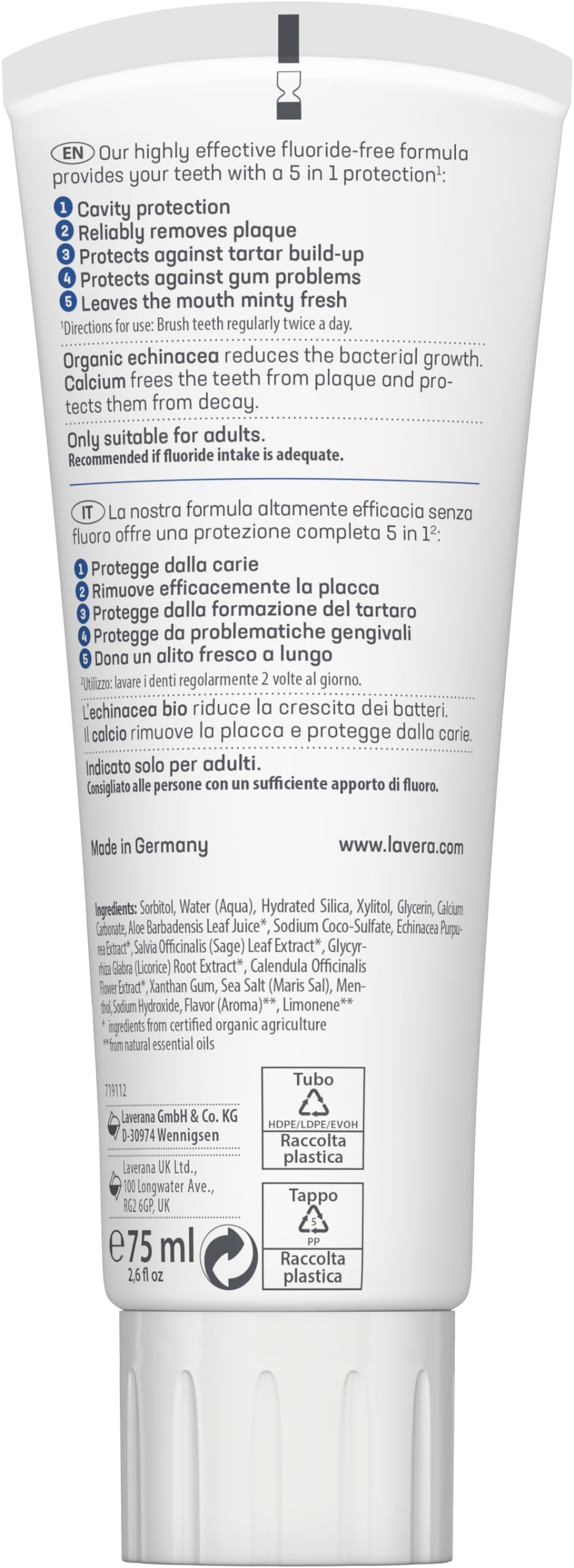 Foto 5 pulgar | Pasta de Dientes Lavera Organic Echinacea Complete Care 75 ml - Venta Internacional