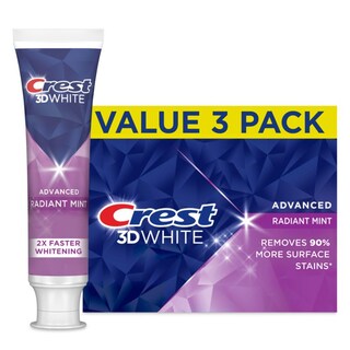 Foto 1 | Pasta De Dientes Crest 3d White Advanced Radiant Mint 100 Ml X 3 - Venta Internacional.