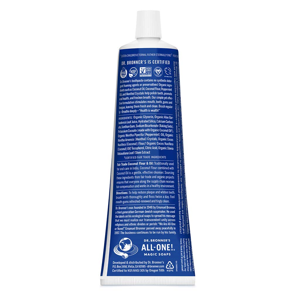 Foto 3 pulgar | Pasta De Dientes Dr. Bronner's All-one Peppermint 150 Ml 70% Orgánica - Venta Internacional.