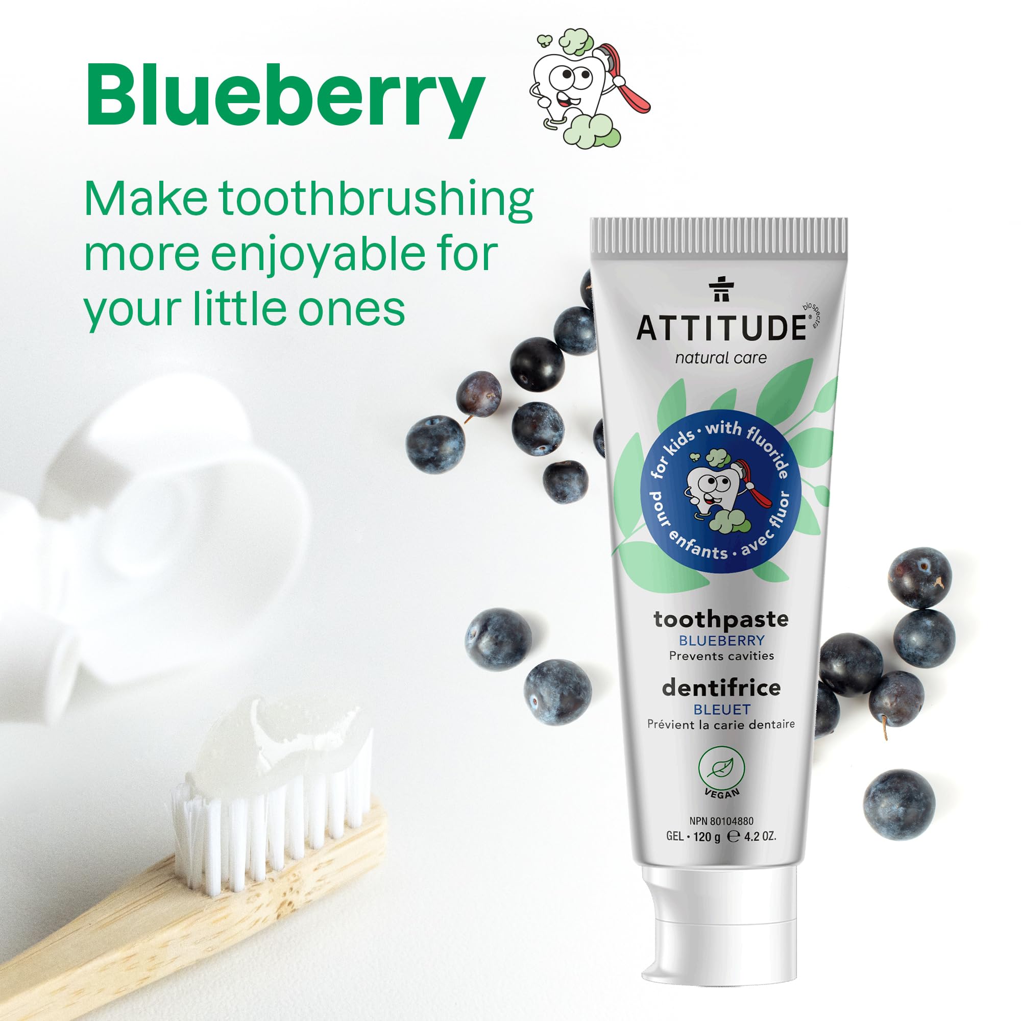 Foto 5 pulgar | Pasta De Dientes Attitude Previene La Caries Dental Vegan Blueberry 125ml - Venta Internacional.