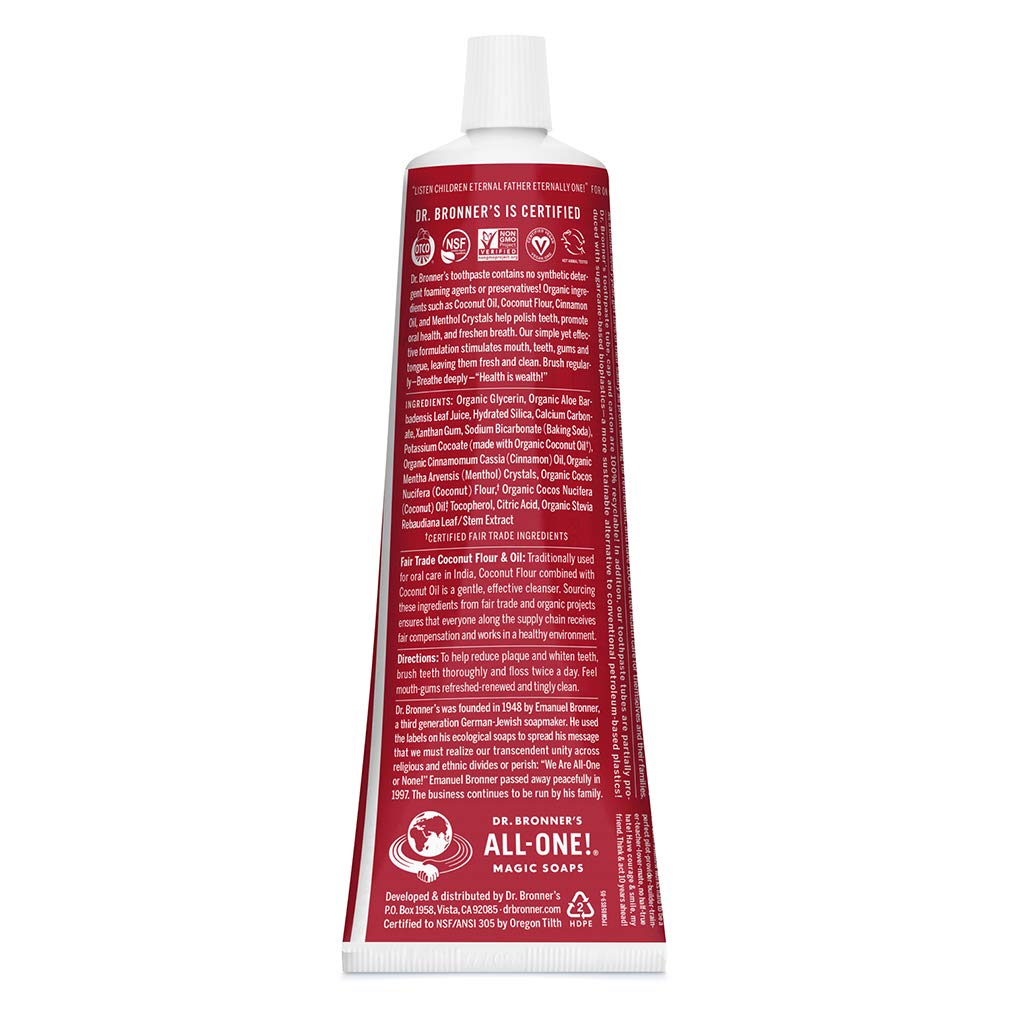 Foto 3 pulgar | Pasta de Dientes Dr. Bronner's All-one Cinnamon 150 Ml 3 Piezas - Venta Internacional