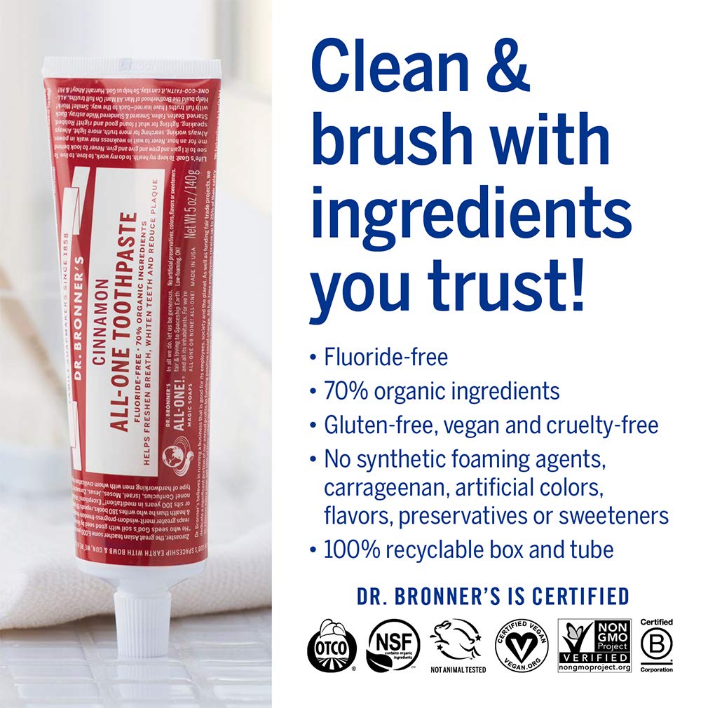 Foto 6 pulgar | Pasta de Dientes Dr. Bronner's All-one Cinnamon 150 Ml 3 Piezas - Venta Internacional