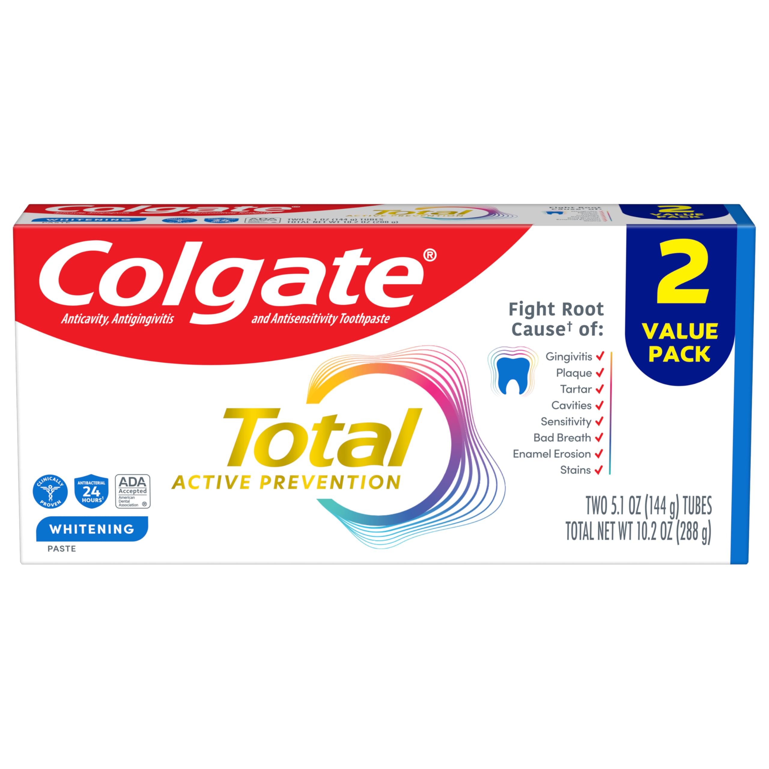 Foto 1 | Pasta De Dientes Colgate Total Whitening 150 Ml, Paquete De 2 - Venta Internacional.