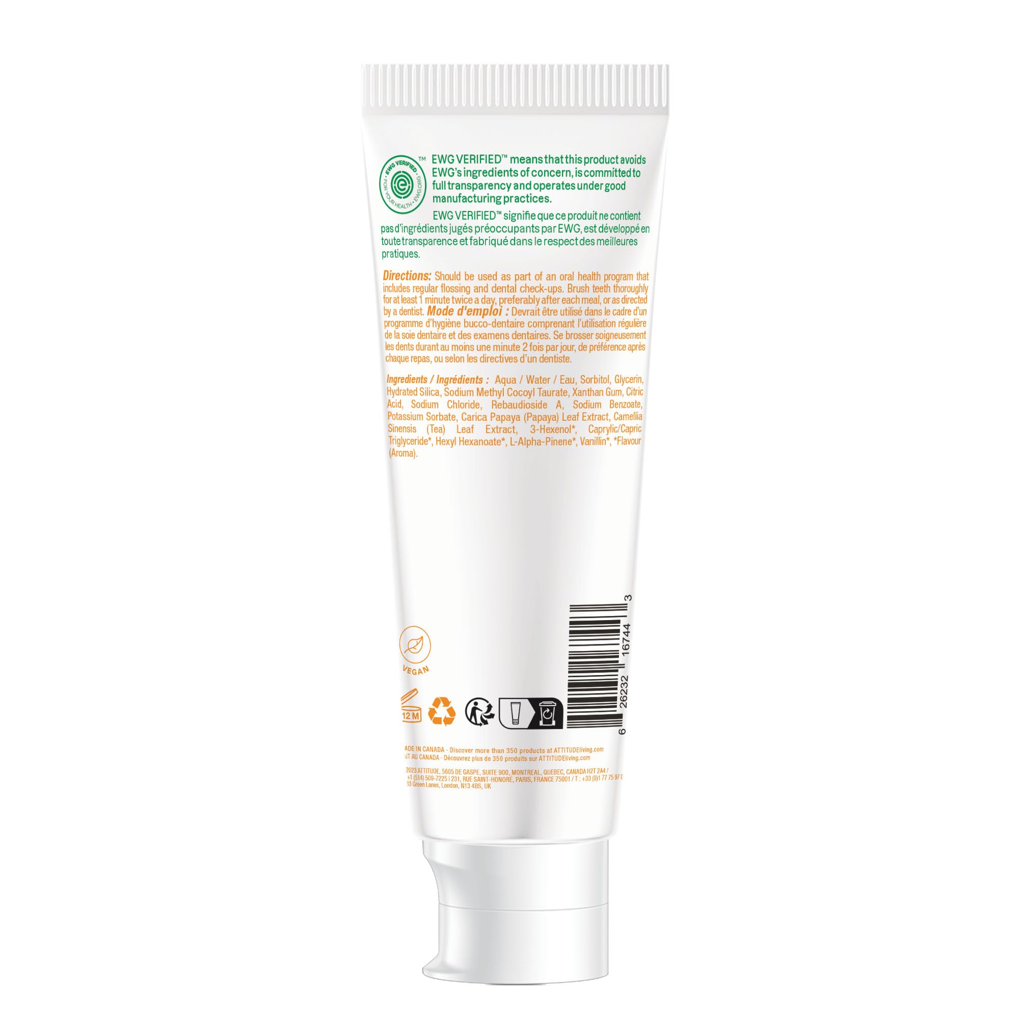 Foto 7 | Pasta De Dientes Attitude Vegan Mango Sin Flúor 125ml - Venta Internacional.