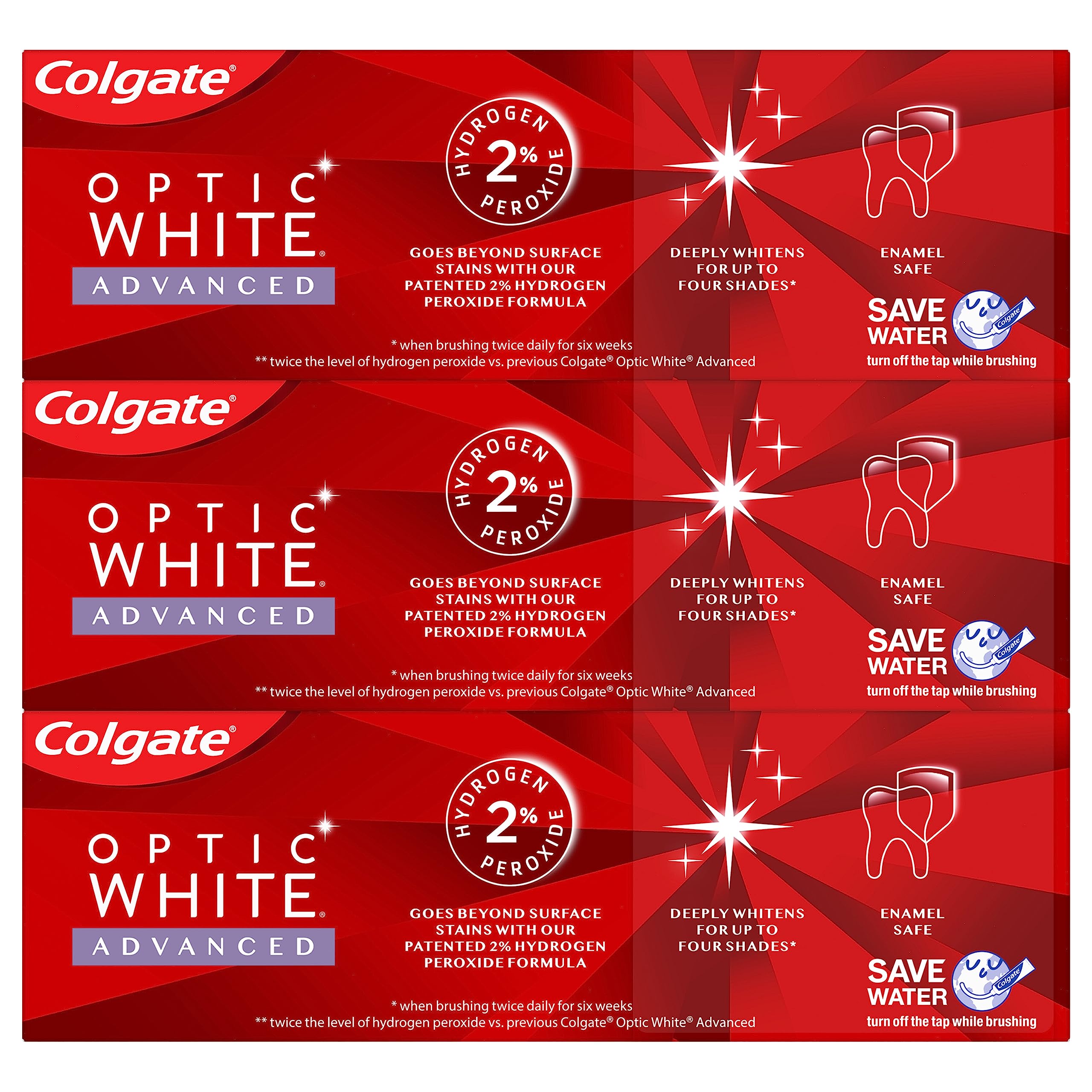 Foto 3 pulgar | Pasta Dental Colgate Optic White Advanced de 3 Piezas-Venta Internacional