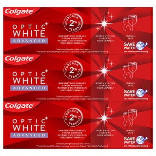 Foto 2 | Pasta Dental Colgate Optic White Advanced de 3 Piezas-Venta Internacional
