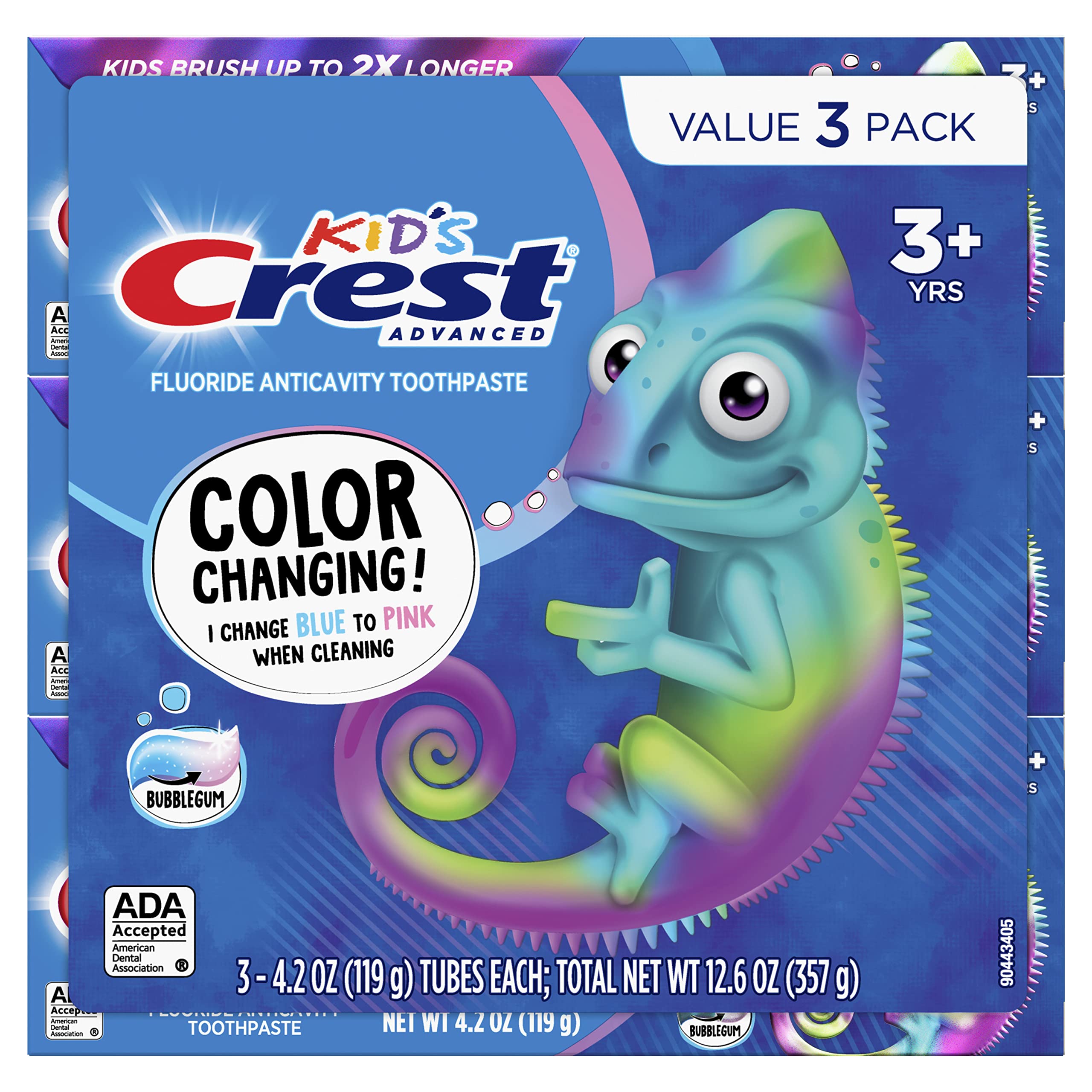 Foto 3 pulgar | Pasta de Dientes Crest Kids Advanced Fluorine Bubblegum 125 ml 3 Piezas - Venta Internacional