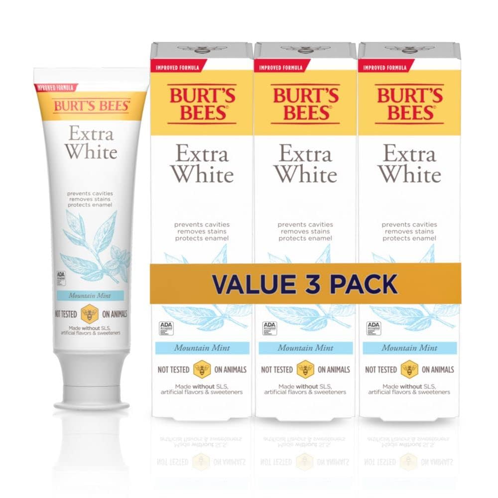 Foto 1 | Pasta de Dientes Burt's Bees Extra Blanca con Flúor Menta de Montaña 140 ml 3 Piezas  - Venta Internacional
