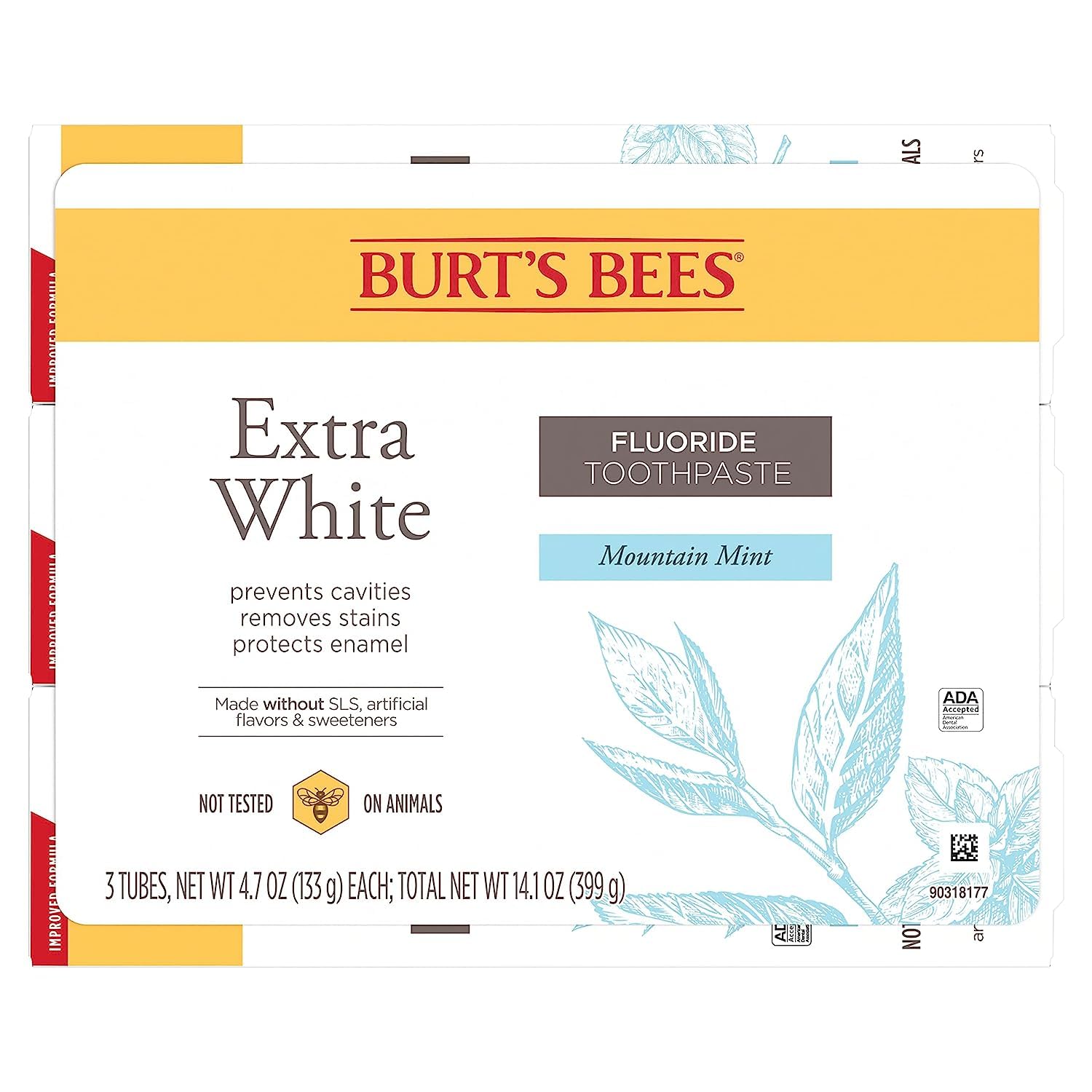 Foto 7 | Pasta de Dientes Burt's Bees Extra Blanca con Flúor Menta de Montaña 140 ml 3 Piezas  - Venta Internacional