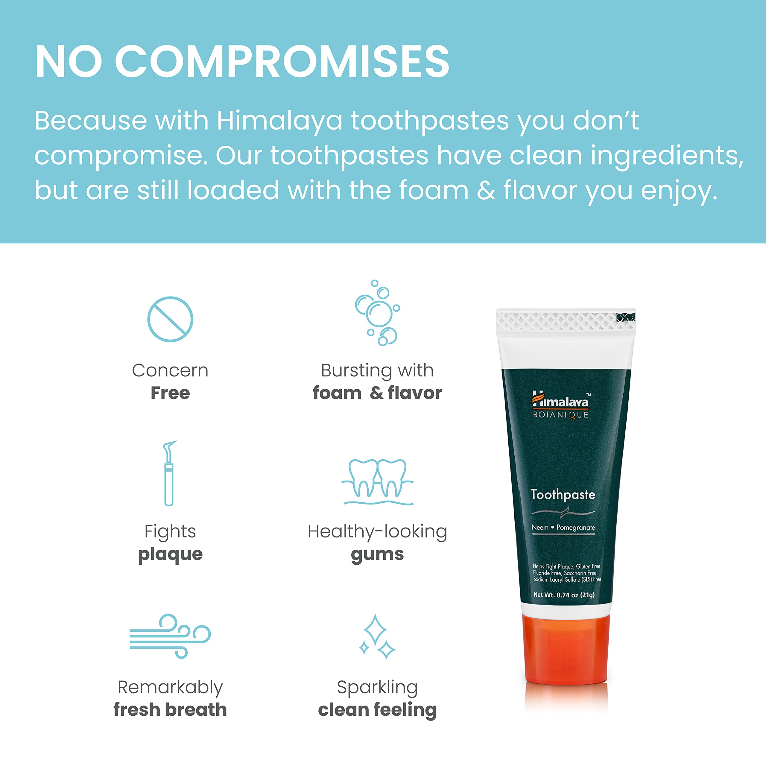 Foto 5 | Pasta De Dientes Himalaya Botanique Neem & Pomegranate, 22 Ml, Paquete De 10 - Venta Internacional.