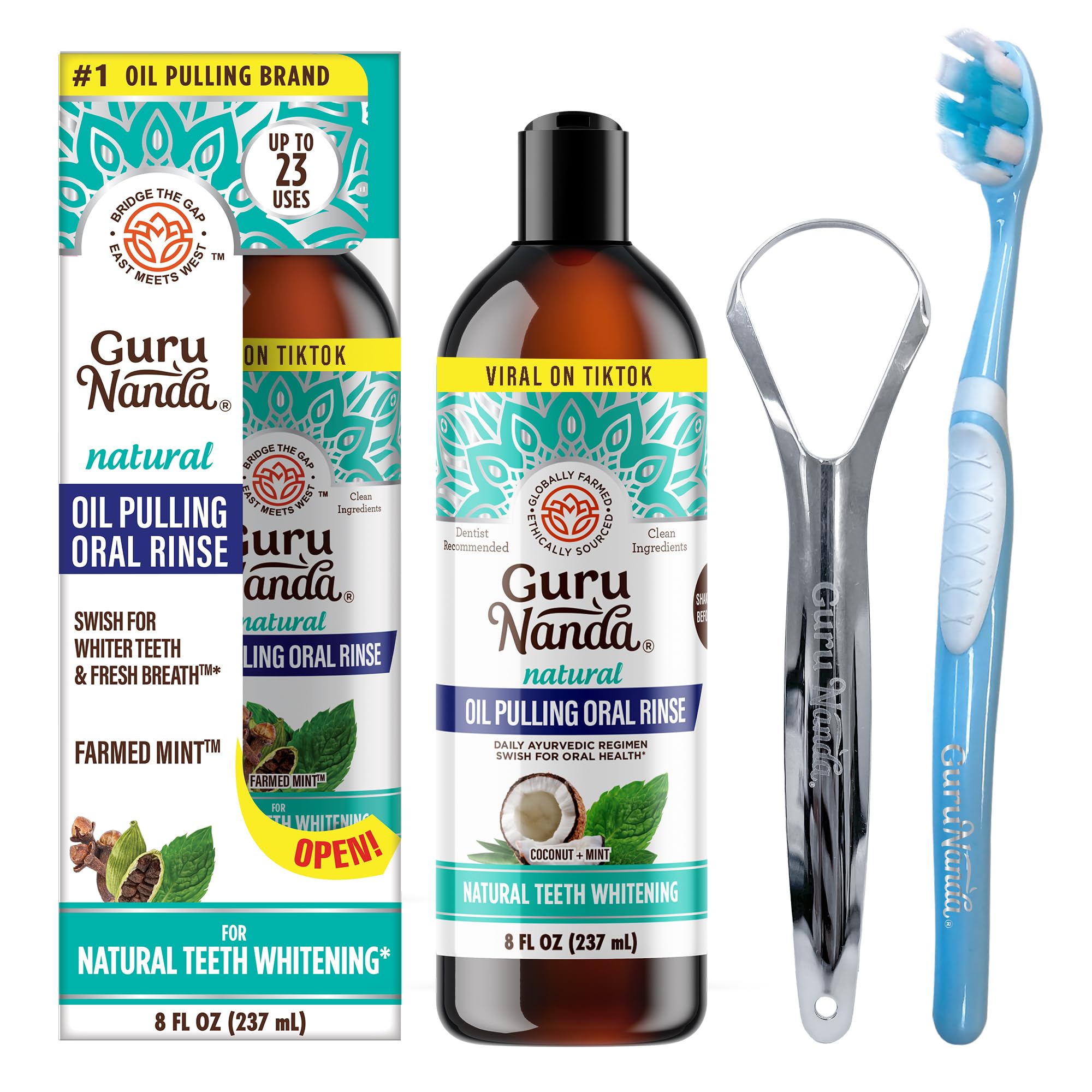Foto 2 pulgar | Enjuague Bucal Gurunanda Coconut Oil Pulling 236.5 Ml Fresh Breath - Venta Internacional.
