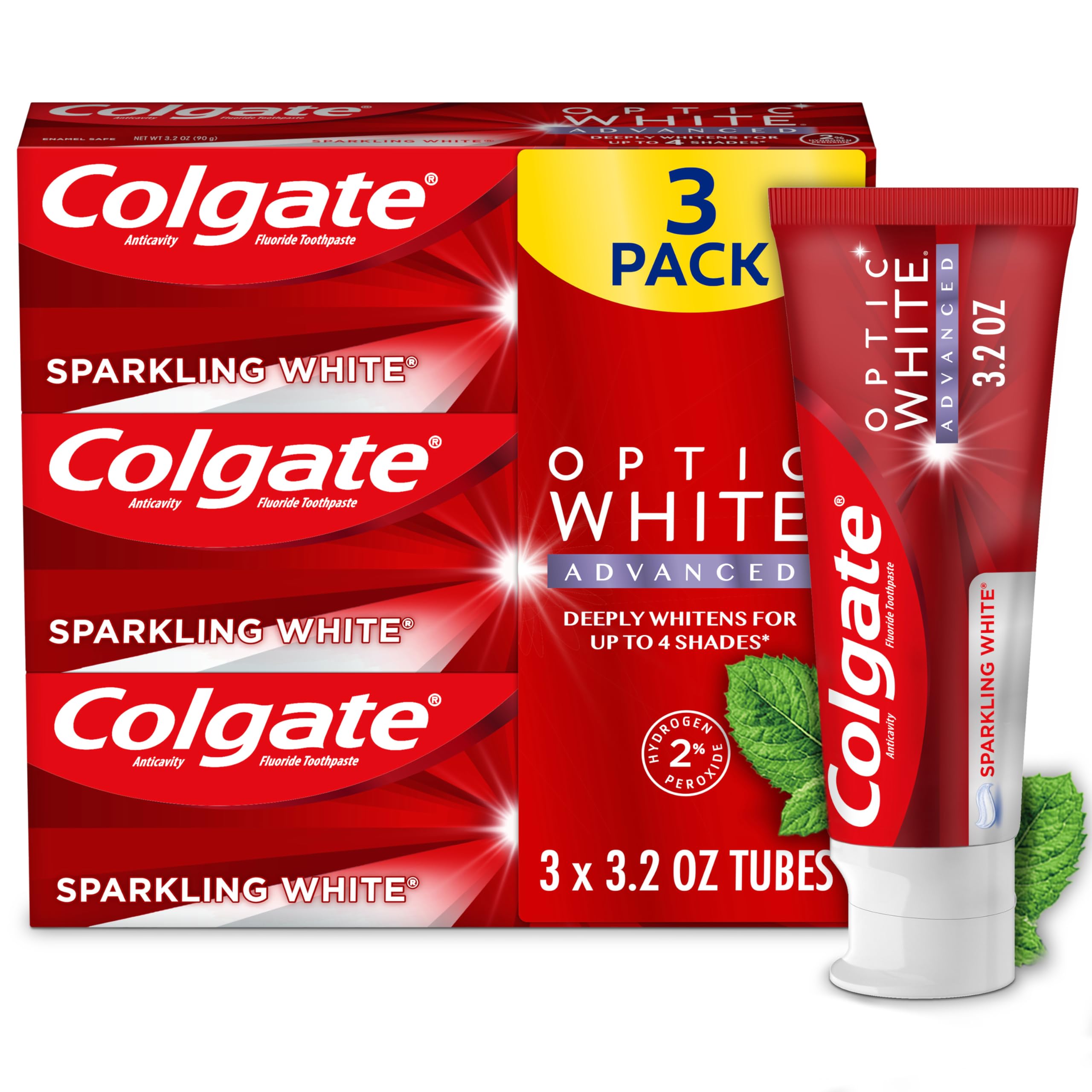 Foto 2 pulgar | Pasta de Dientes Colgate Optic White Advanced con Peróxido de Hidrógeno al 2% 3 Piezas  - Venta Internacional
