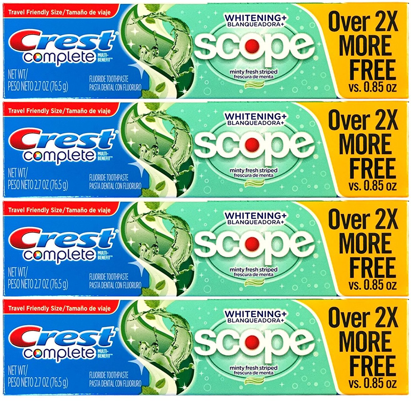 Foto 1 | Pasta De Dientes Crest Whitening Plus Scope Minty Fresh 80 Ml X4 - Venta Internacional.