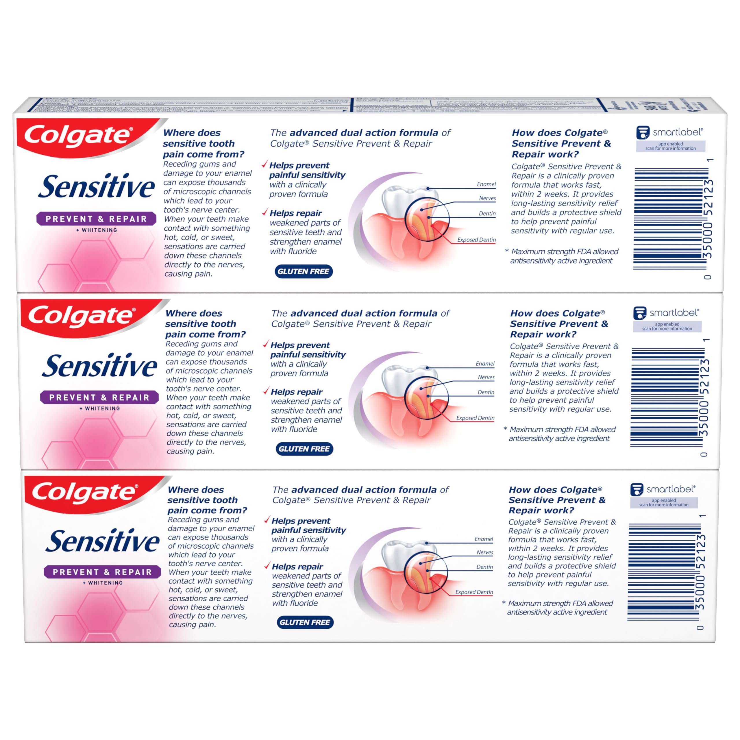 Foto 7 pulgar | Pasta De Dientes Colgate Sensitive Whitening De 6 Onzas, Paquete De 3 - Venta Internacional.