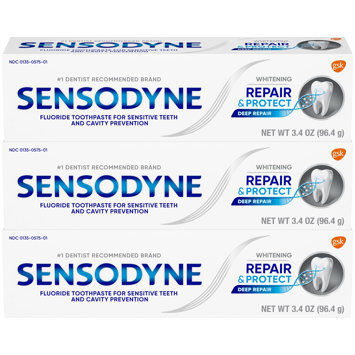 Foto 3 pulgar | Pasta De Dientes Sensodyne Repair And Protect Whitening 100 Ml X3 - Venta Internacional.