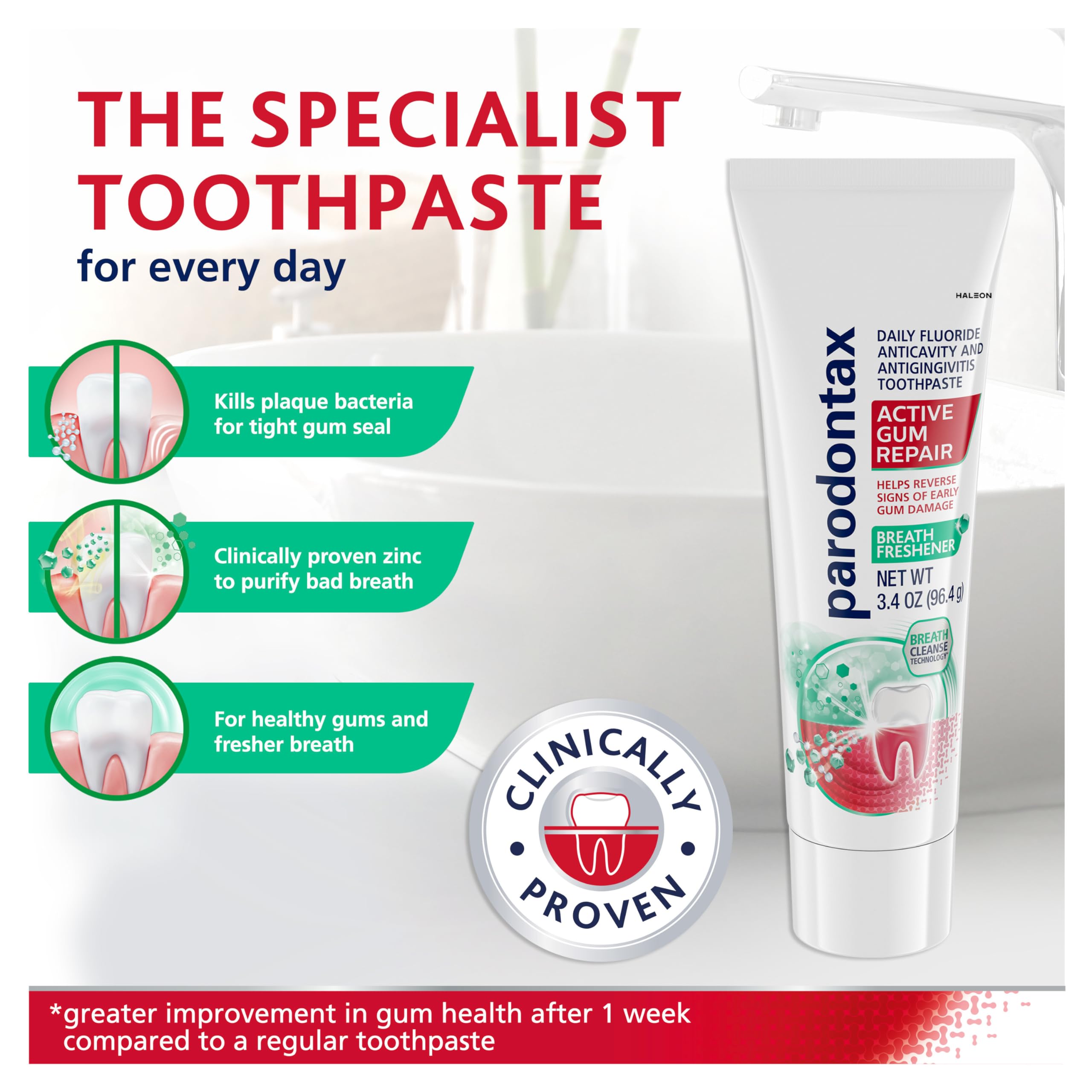 Foto 5 | Pasta De Dientes Parodontax Active Gum Repair De 100 Ml X 3 Tubos - Venta Internacional.