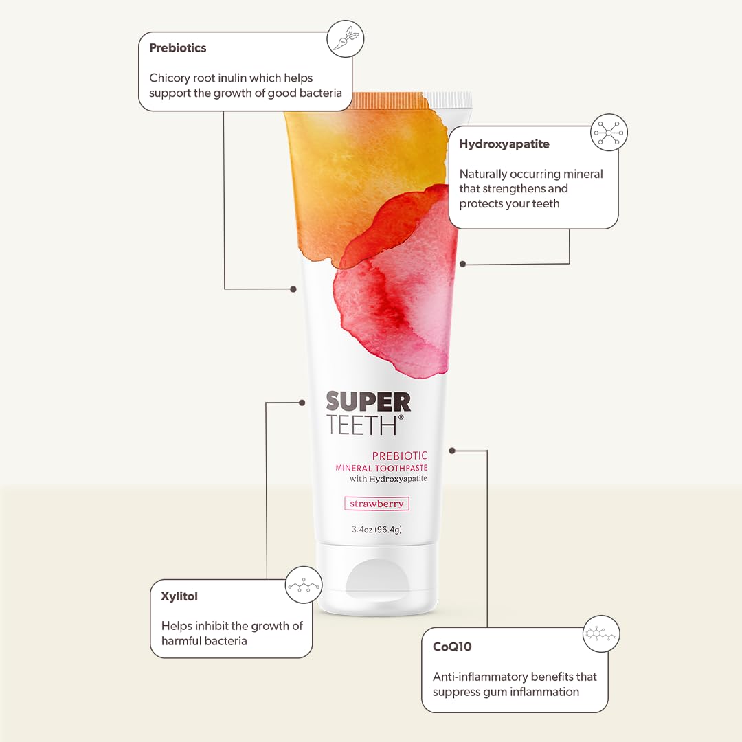 Foto 6 pulgar | Pasta De Dientes Superteeth Prebiotic Mineral Adults & Kids Strawberry - Venta Internacional.