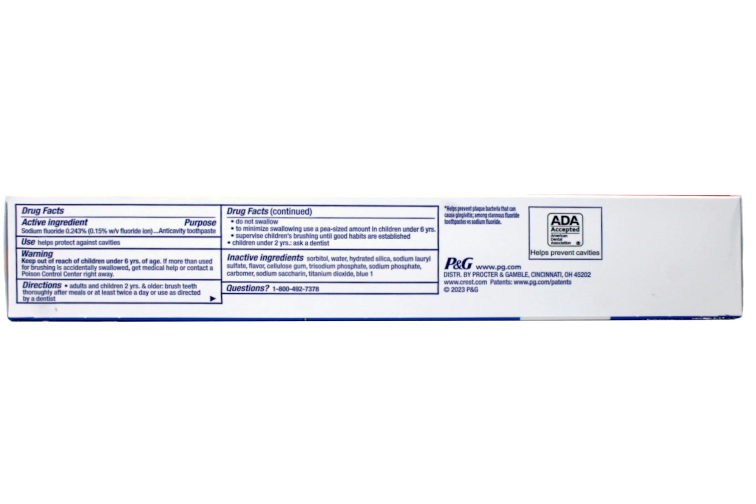 Foto 5 | Pasta De Dientes Crest Con Flúor Para Protección De Caries, 240 Ml (paquete De 4) - Venta Internacional.
