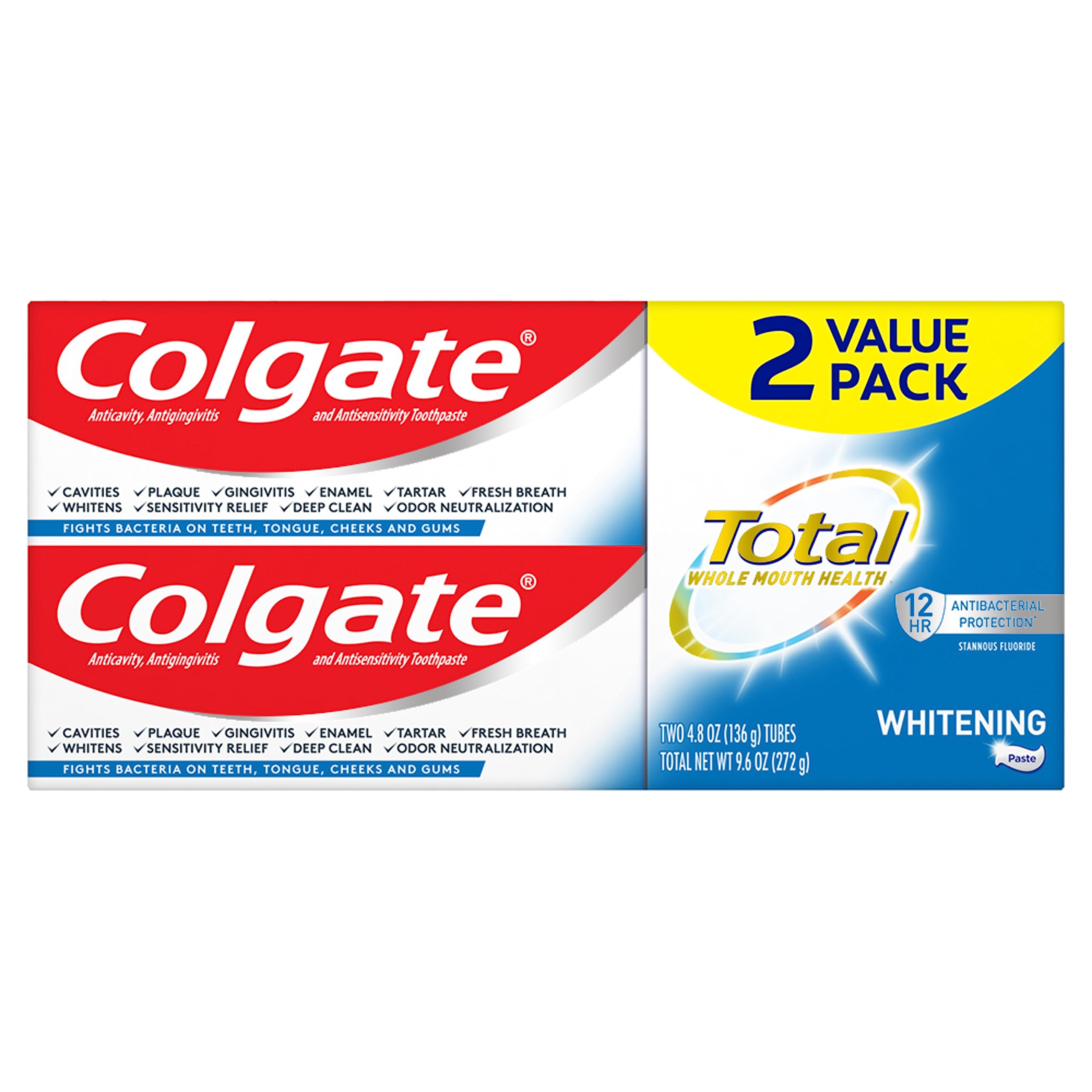 Pasta De Dientes Colgate Total Whitening Con Fluoruro De Estaño 140 Ml - Venta Internacional.