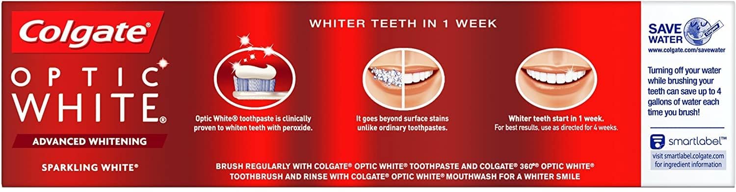 Foto 4 pulgar | Pasta de Dientes Colgate Optic White Advanced Teeth Whitening - Venta Internacional