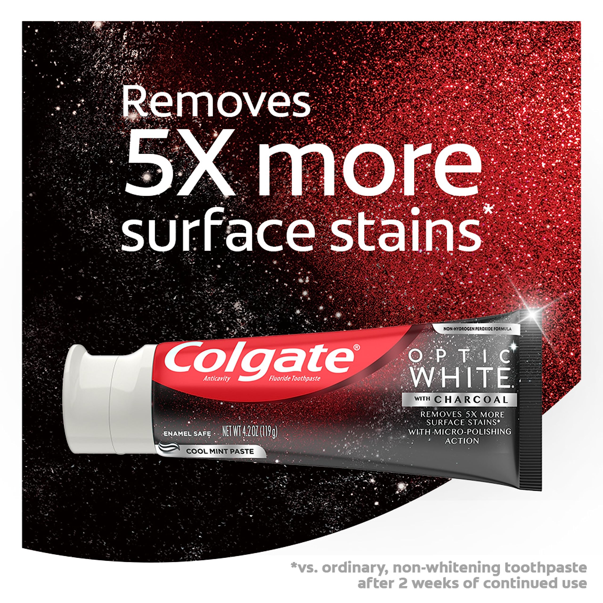 Foto 2 | Pasta e Dientes Colgate Optic White Charcoal Blanqueing 125 Ml Paquete de 2 - Venta Internacional