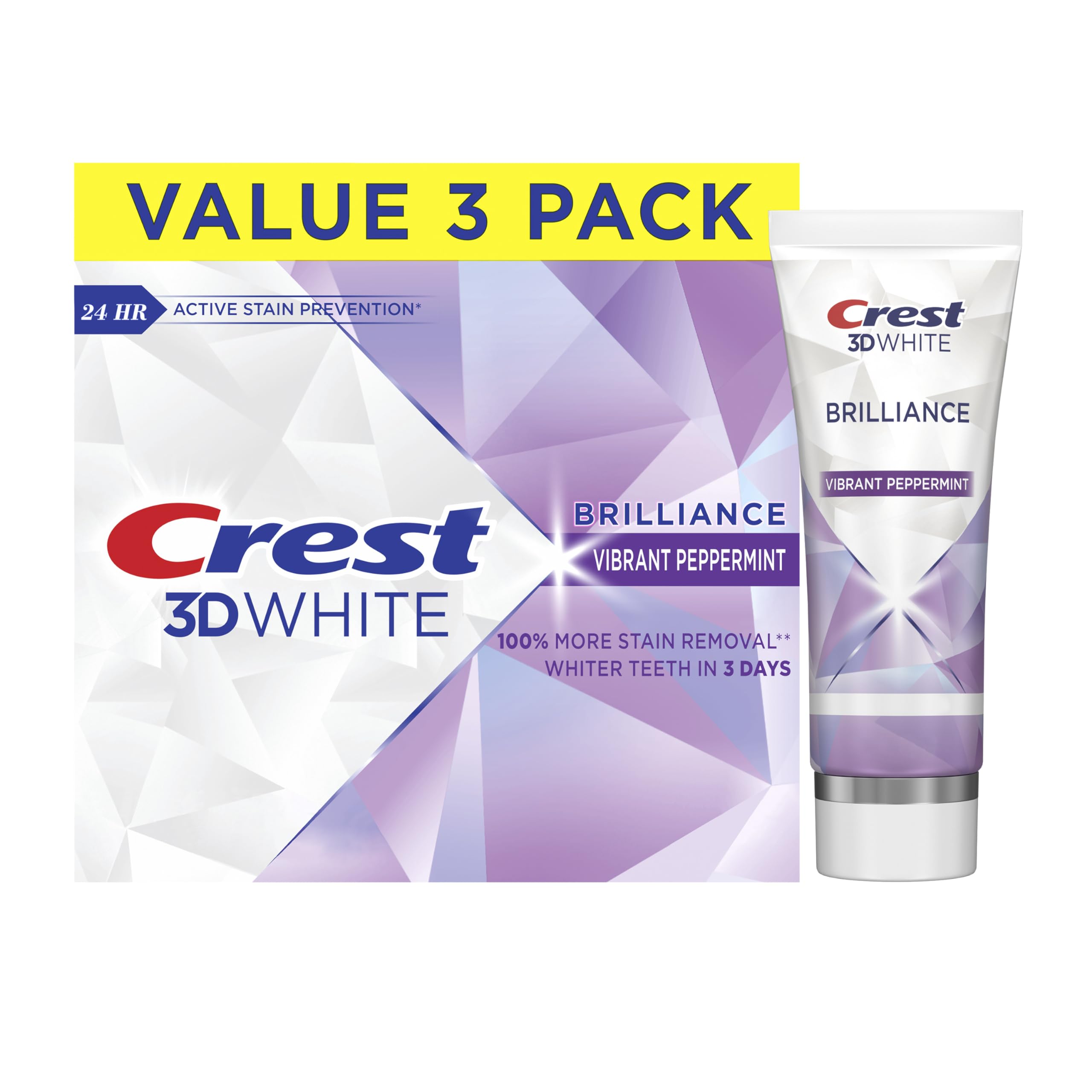 Foto 1 | Pasta de Dientes Crest 3d White Brilliance Vibrant Peppermint 130 g X3 - Venta Internacional