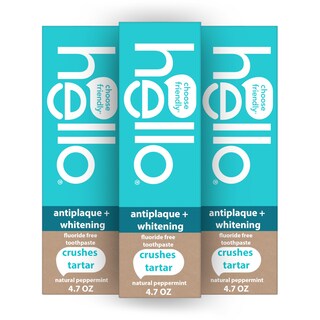 Foto 1 | Pasta de Dientes Hello Antiplaca Blanqueadora sin Flúor 3 Piezas de 140 ml C/U - Venta Internacional