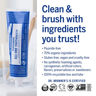Foto 5 | Pasta de Dientes Dr. Bronner's All-one Peppermint & Spearmint 150 ml - Venta Internacional