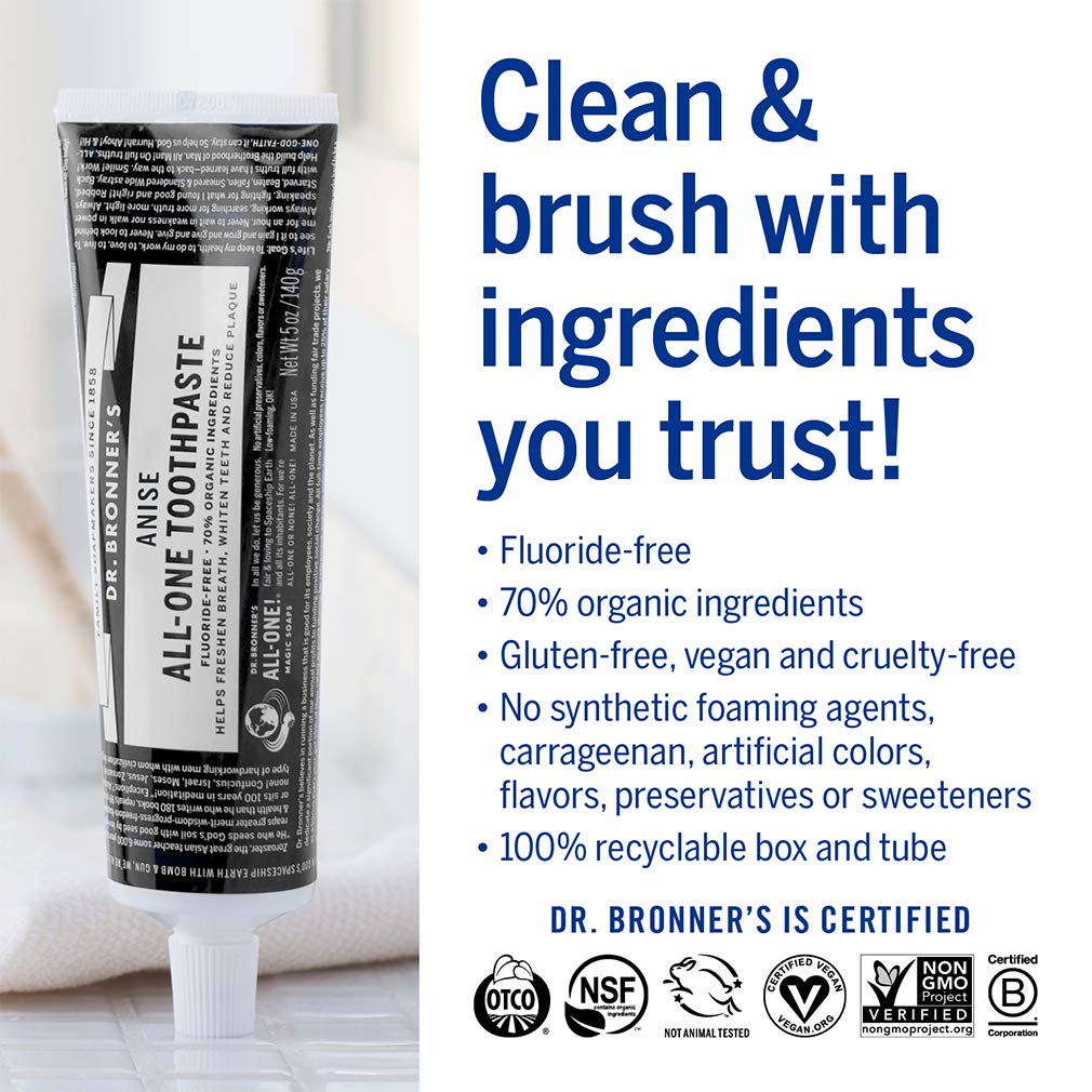 Foto 7 pulgar | Pasta De Dientes Dr. Bronner's All-one Anise 150 Ml 70% Orgánica - Venta Internacional.