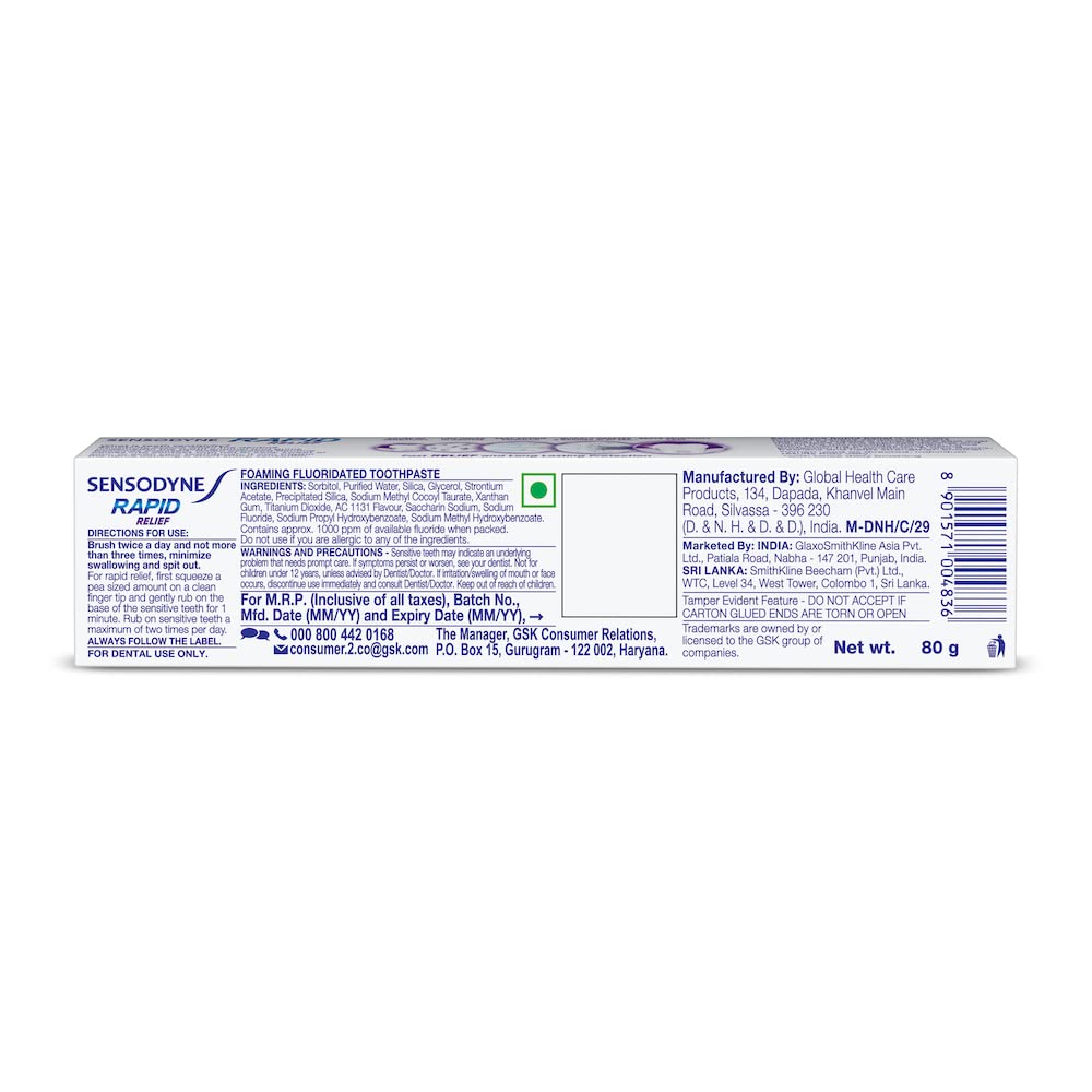 Foto 3 pulgar | Pasta de Dientes Sensodyne Rapid Relief 2 Piezas-Venta Internacional