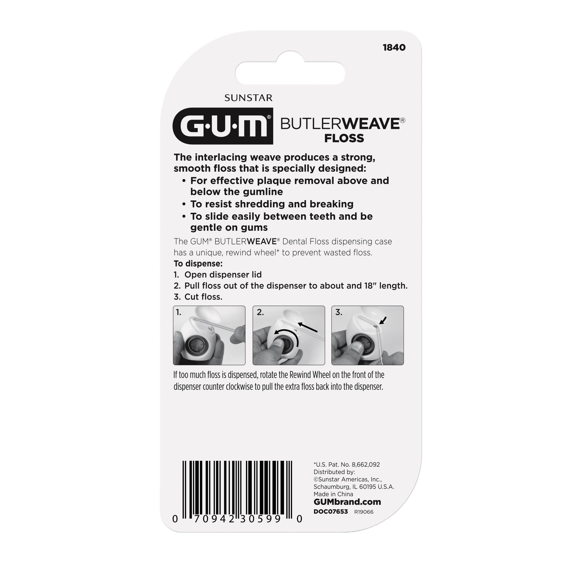 Foto 5 | Hilo Dental Gum Butlerweave, Tejido, Resistente A La Rotura, Paquete De 3 - Venta Internacional.