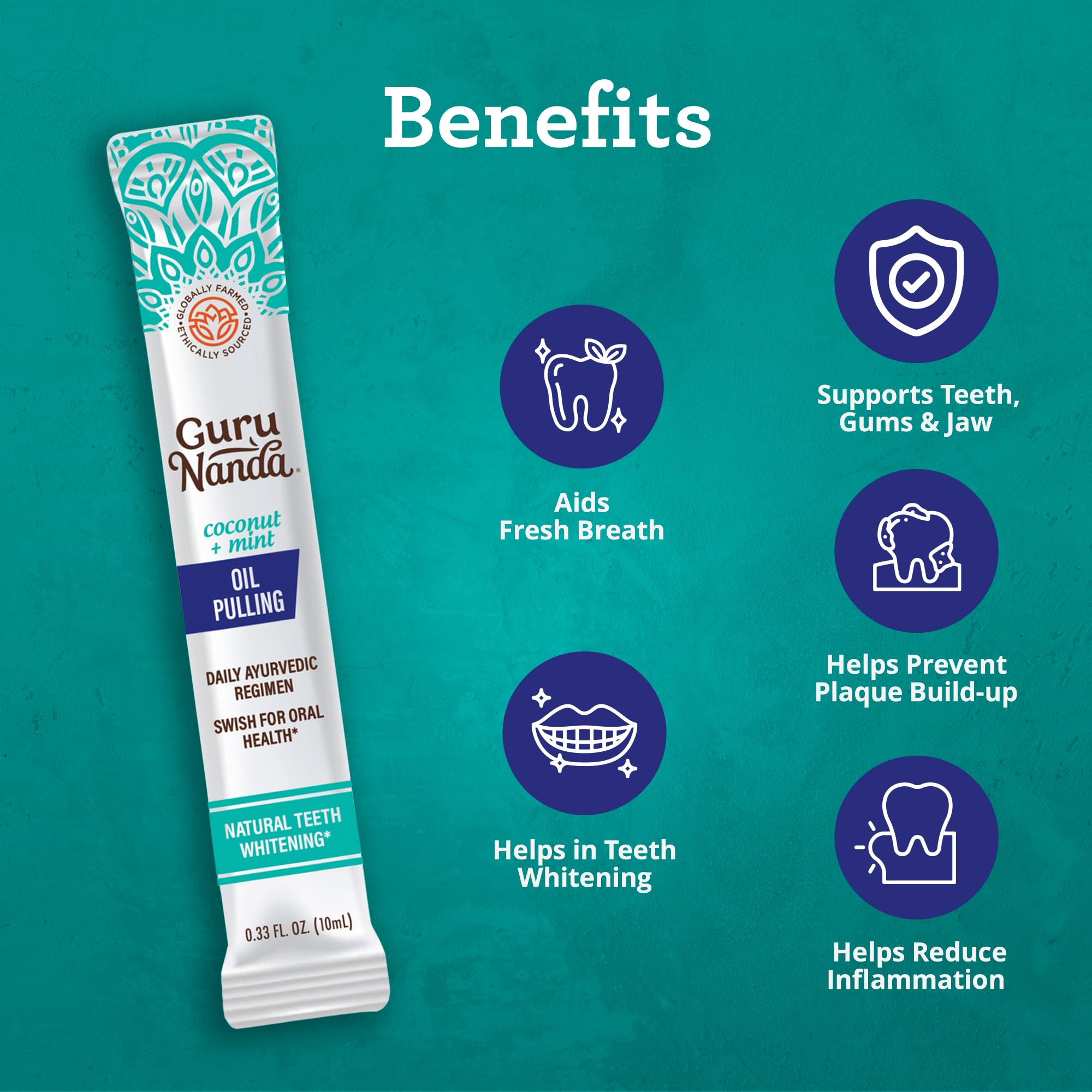 Foto 4 pulgar | Enjuague Bucal Gurunanda Travel Sachets Con Aceite De Coco, Paquete De 7 - Venta Internacional.