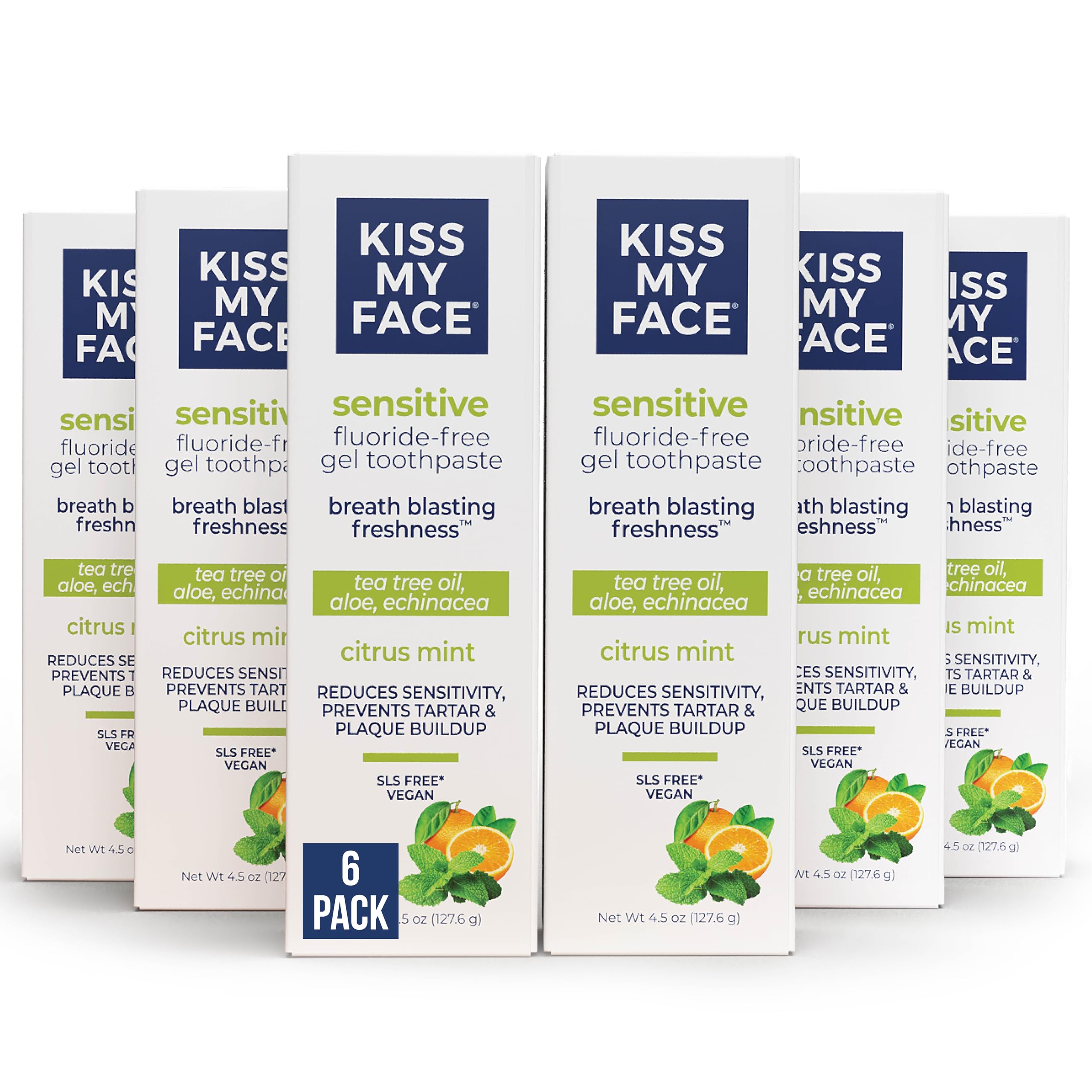 Pasta De Dientes Kiss My Face Sensitive Citrus Mint Gel 133 Ml, Paquete De 6 - Venta Internacional.