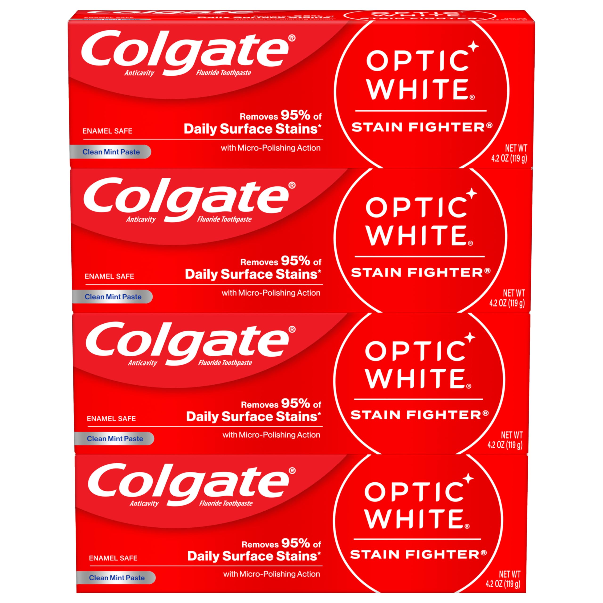 Foto 1 | Pasta De Dientes Colgate Optic White Stain Fighter 125 Ml, Paquete De 4 - Venta Internacional.