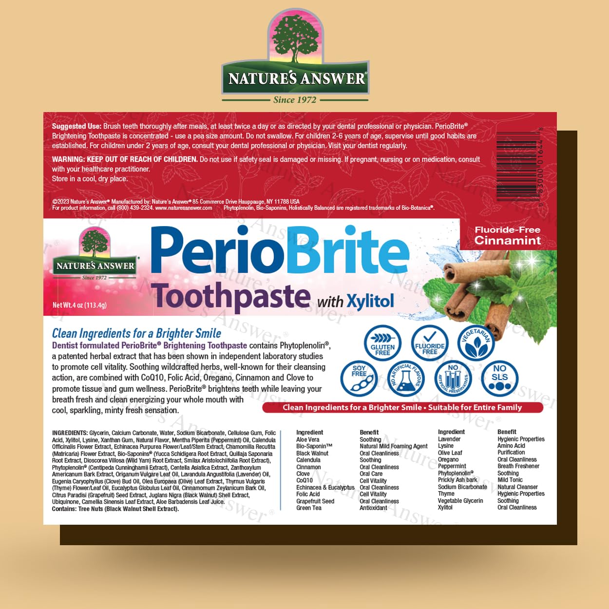 Foto 2 | Pasta De Dientes Nature's Answer Periobrite Cinnamint 120 Ml - Venta Internacional.