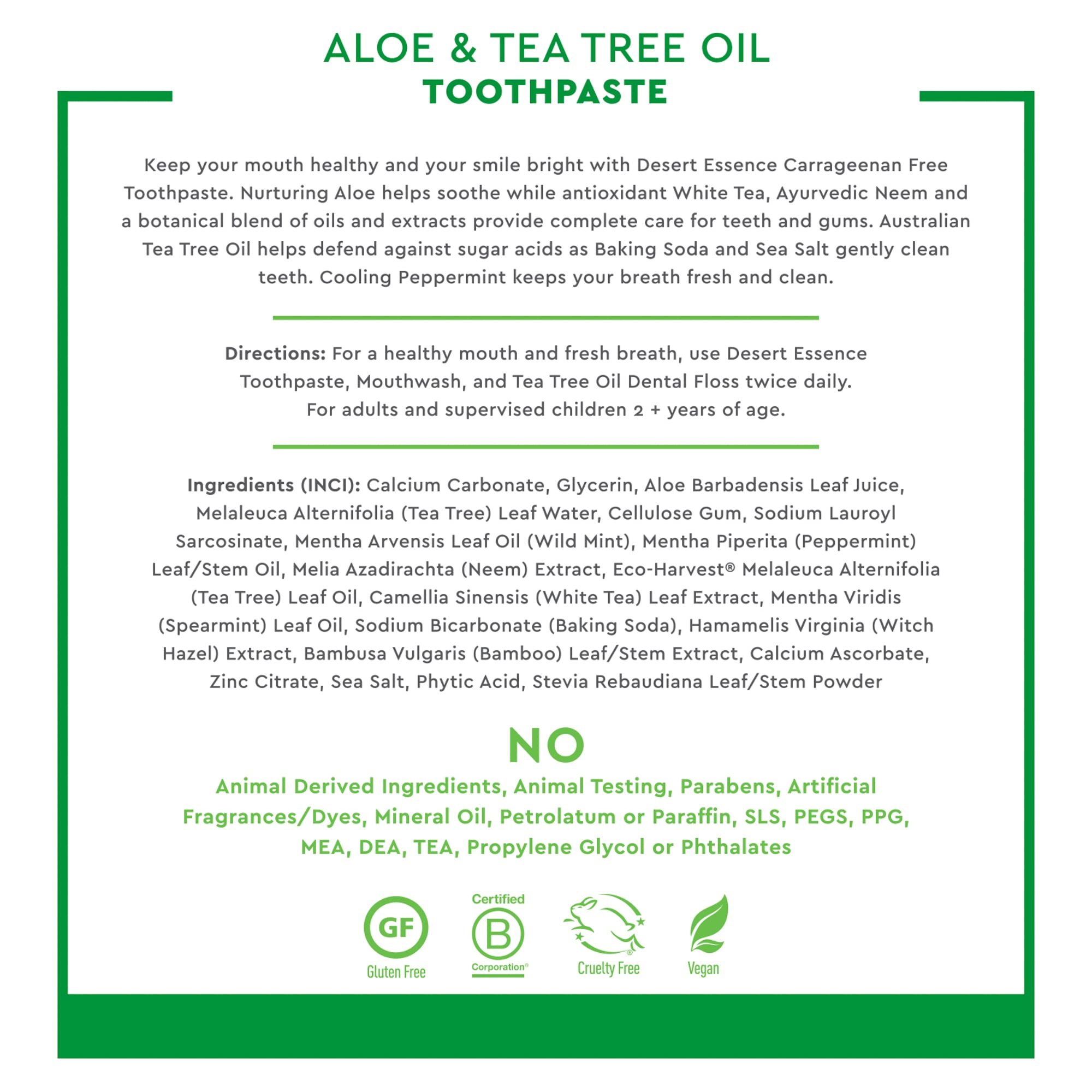 Foto 5 | Pasta De Dientes Desert Essence Con Aceite De Aloe Y Árbol De Té, 190 Ml, Vegana - Venta Internacional.