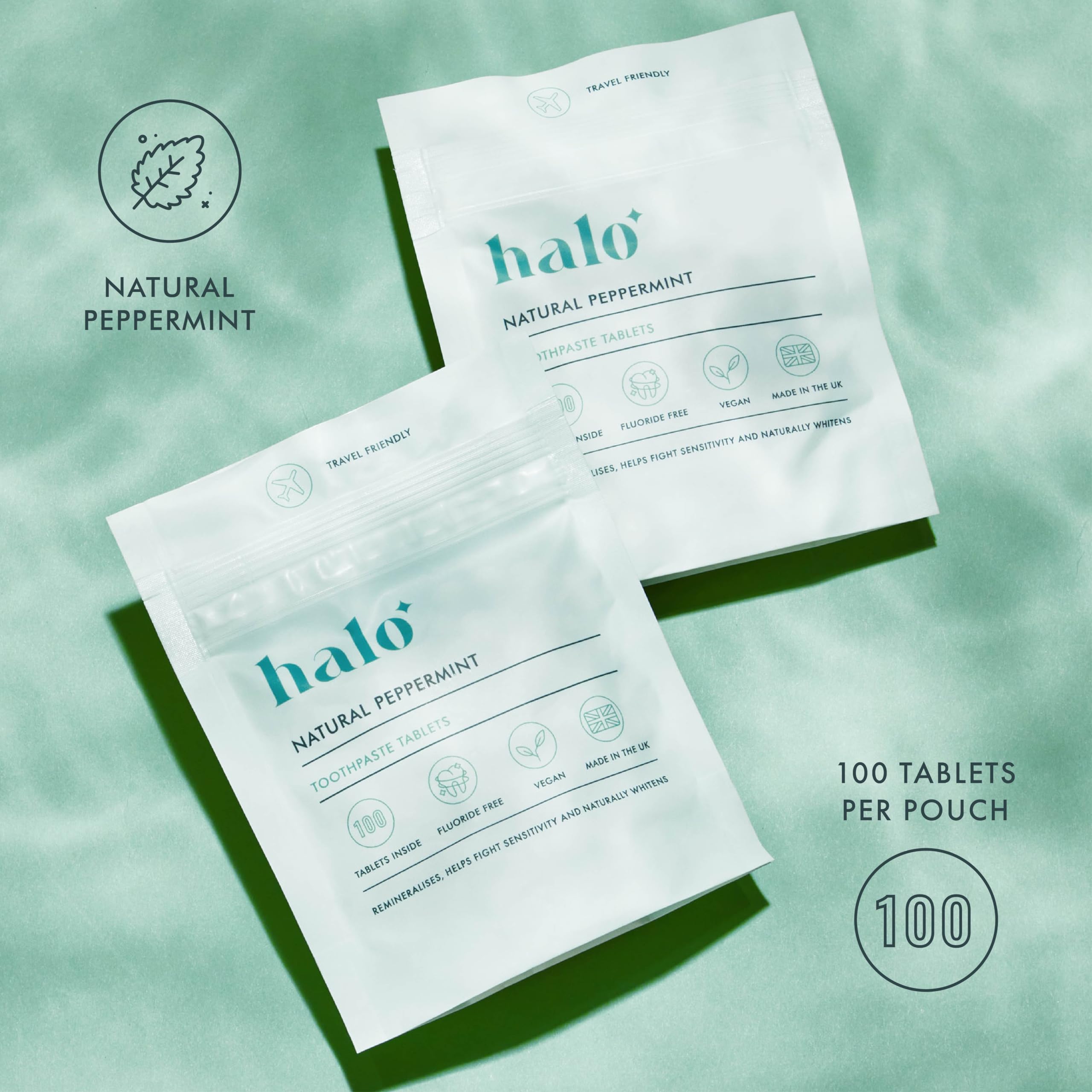 Foto 2 | Pasta De Dientes Masticable En Tabletas Halo 100 De Hidroxiapatita Y Menta - Venta Internacional.