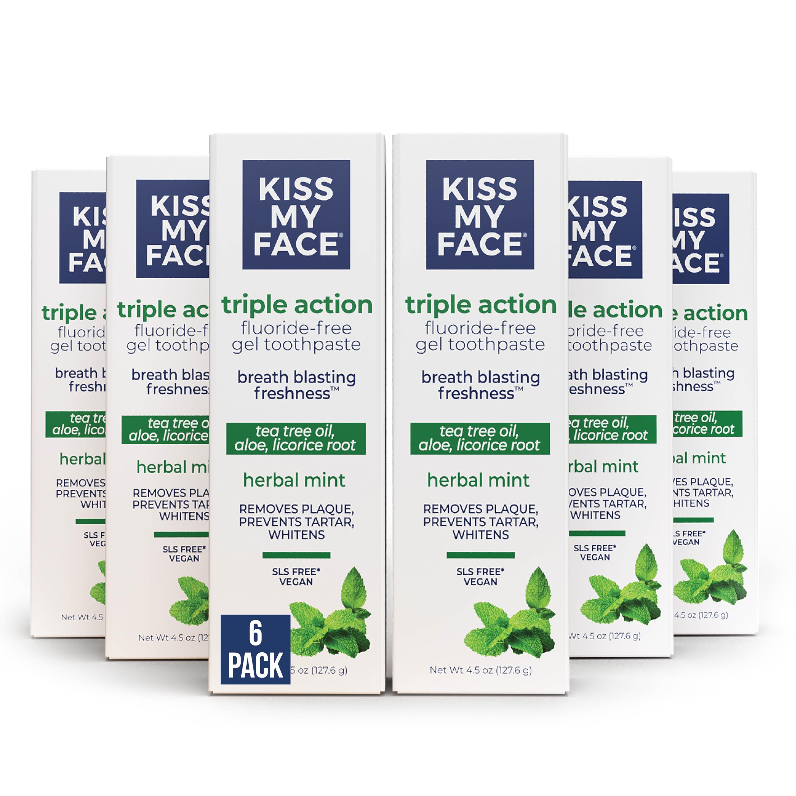 Foto 1 | Pasta De Dientes Kiss My Face Triple Action Herbal Mint 133 Ml X6 - Venta Internacional.