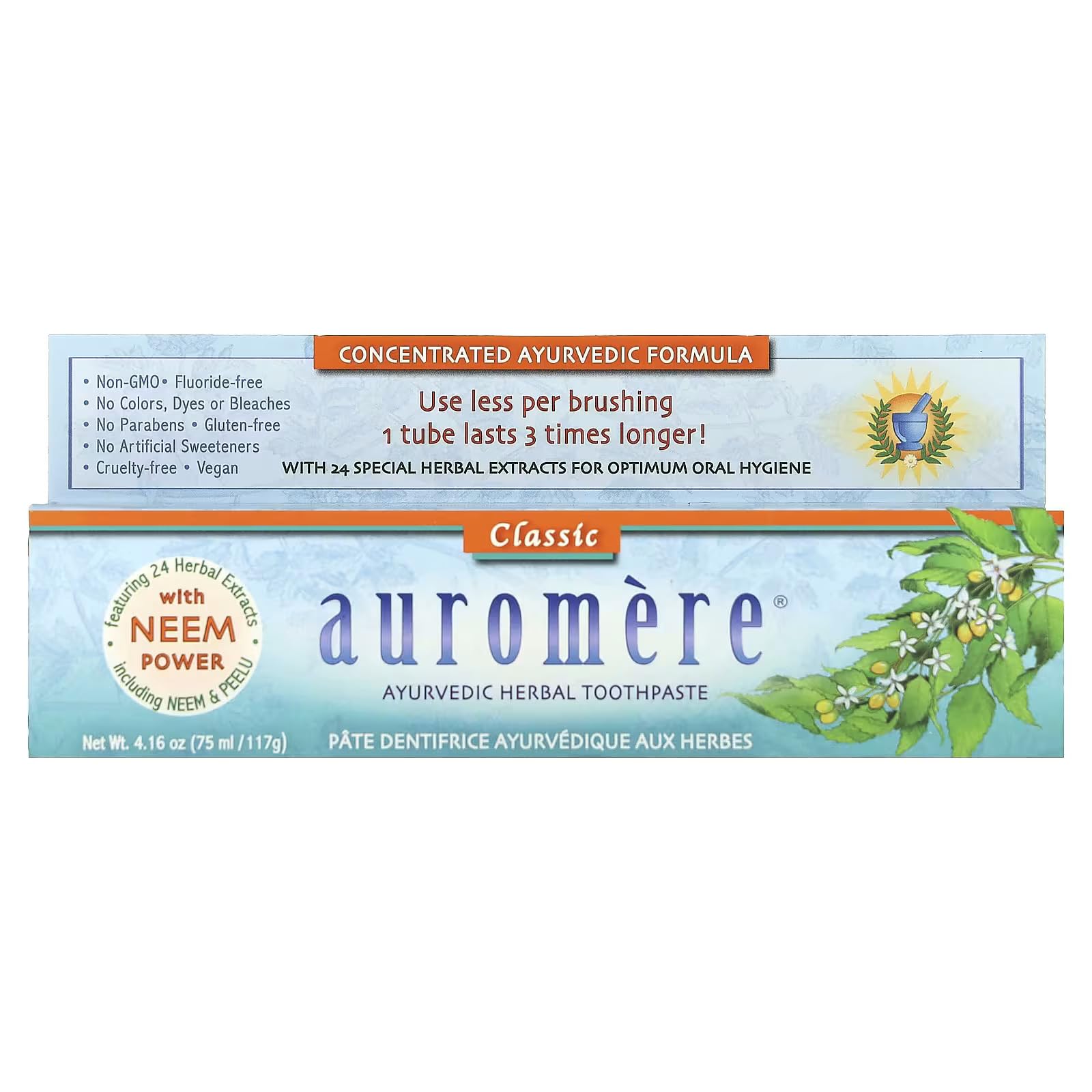 Foto 1 | Pasta De Dientes Auromere Classic Licorice Con Neem Y Peelu, Paquete De 6 - Venta Internacional.