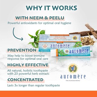Foto 2 | Pasta De Dientes Auromere Classic Licorice Con Neem Y Peelu, Paquete De 6 - Venta Internacional.