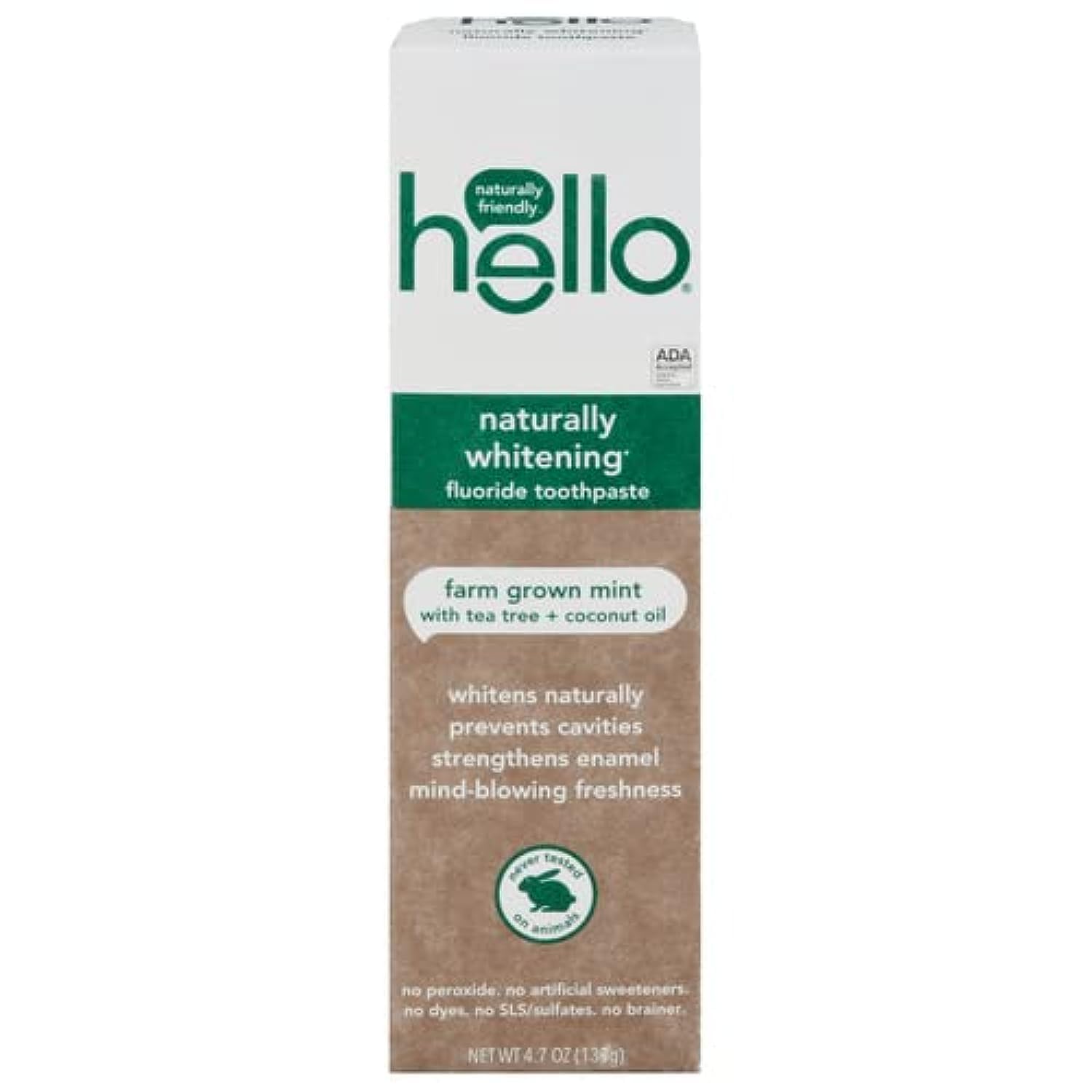 Pasta De Dientes Hello Nat Hlthy Whtg 140 Ml, Vegana, Sin Colorantes - Venta Internacional.